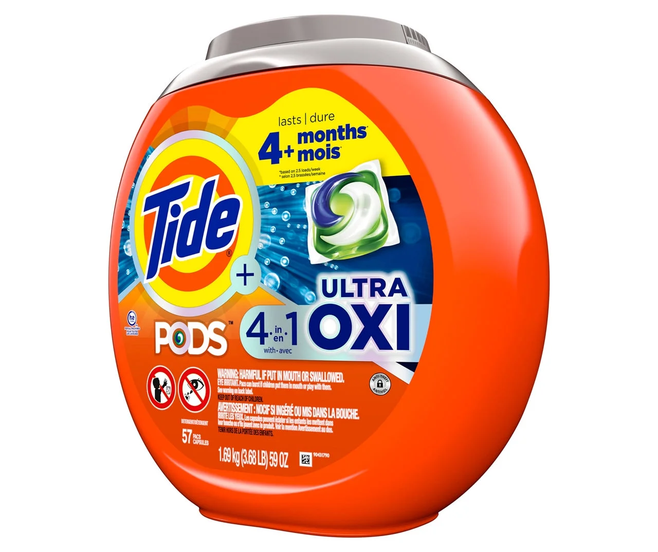 Tide PODS 4in1 Ultra Oxi Liquid Laundry Detergent Pacs, 57-Count
