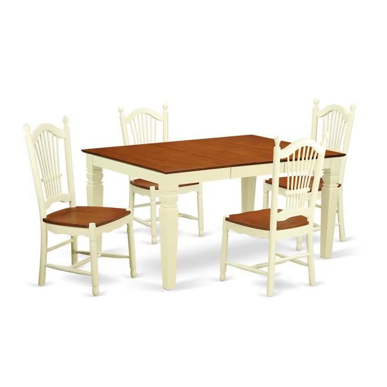East West Furniture  Kitchen Set with 1 Weston Table & Four Solid Wood Seat Chairs - Buttermilk & Cherry - 5 Piece