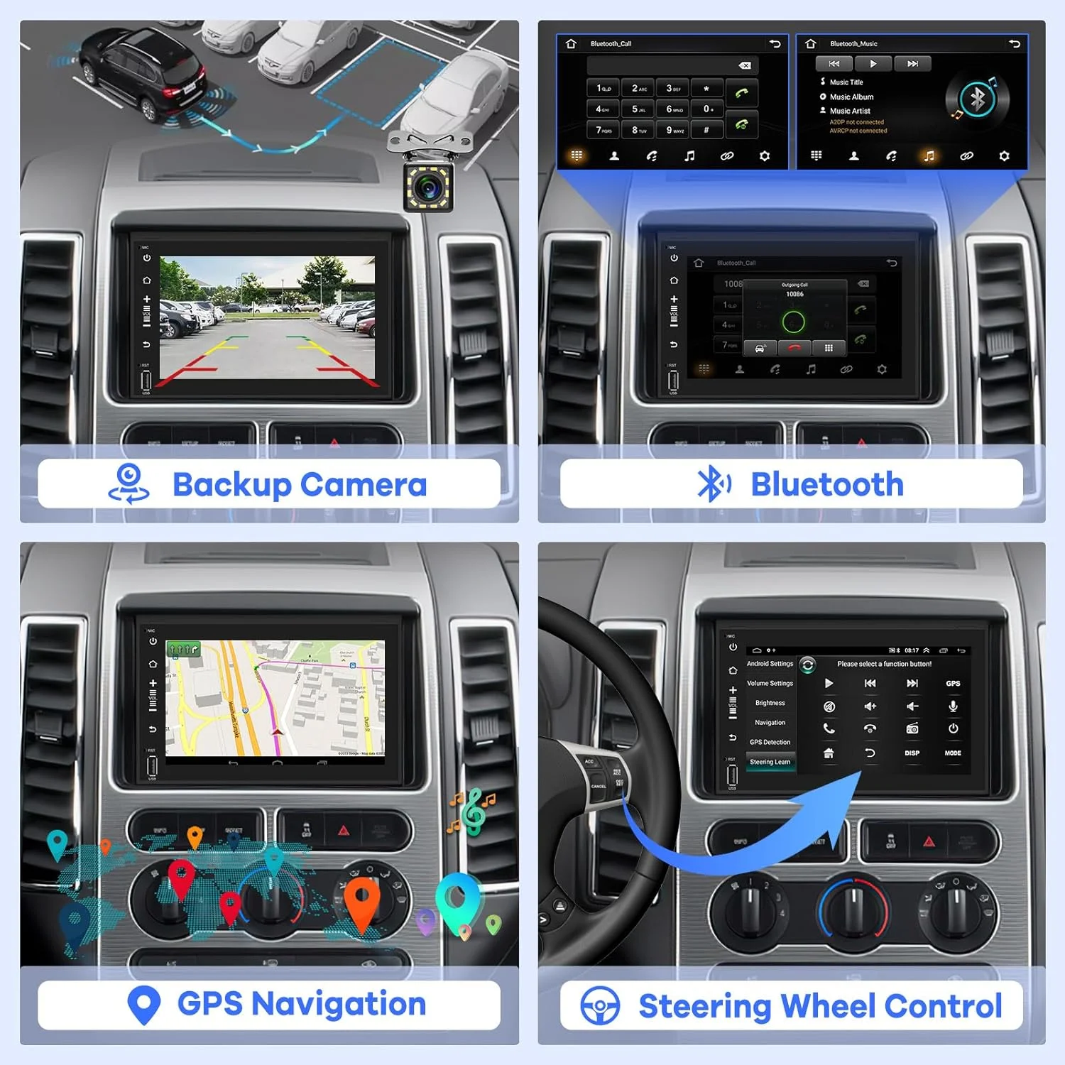 THONZER Android Car Radio for Ford F150 F250 F350 Fusion Edge Explorer Taurus Freestar, [1G+16G] 7 inch Touch Screen Stereo, Bluetooth/SWC/EQ Audio/1080P +Backup Camera