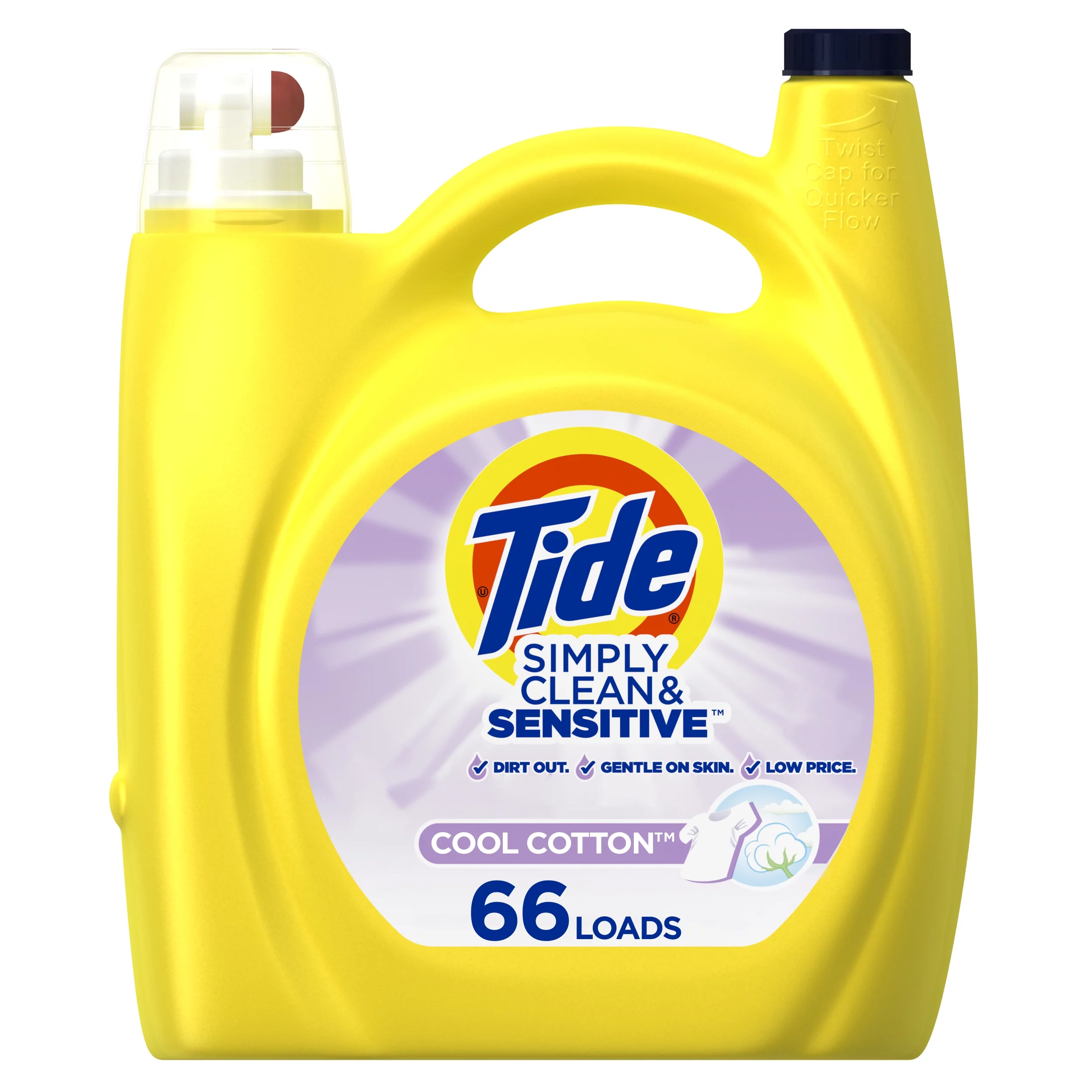 Tide Simply Cotton Cool HE, 66 Loads Liquid Laundry Detergent, 138 fl oz