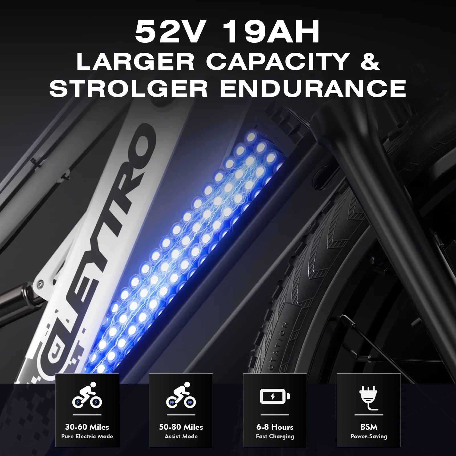 Adult Electric Bike 750W, 52V 19Ah Removable Lithium Battery, 26 Inch Fat Tire Snow Beach Mountain Electric Bike, Dual Hydraulic Disc Brakes, Dual Suspension, 7-Speed Electric Bike