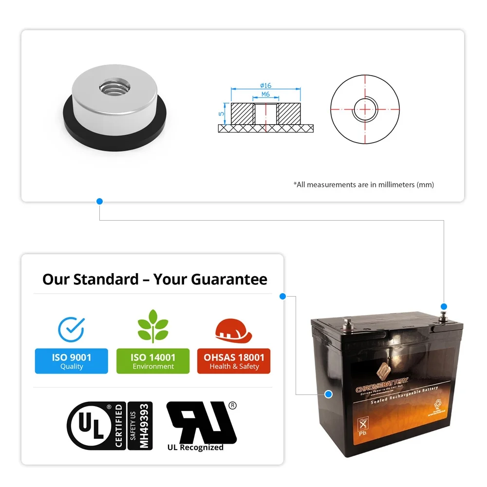 Chrome Battery 12V (12 Volts) 55Ah Renewable Energy Solar Industial Deep Cycle Battery