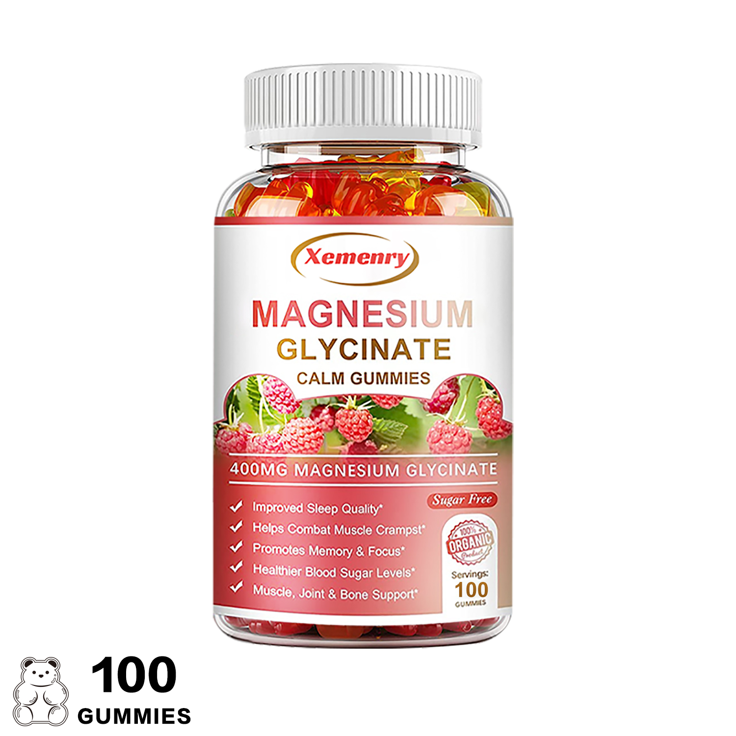 Xemenry Magnesium Glycinate 400mg - Stress Relief,Supports Bones, Sleep, Muscle Health(30/60/100pcs)