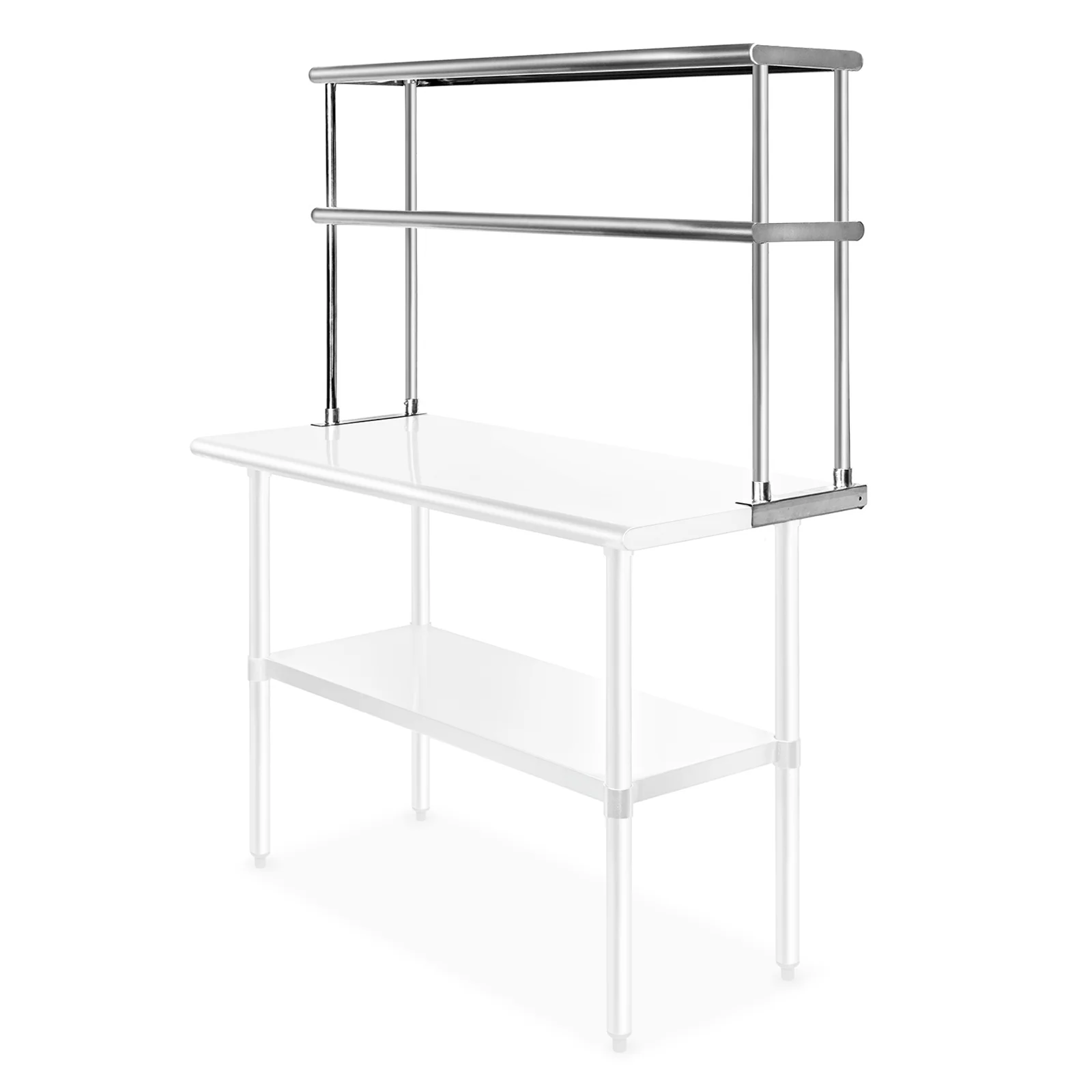 Stainless Steel Wide Double Overshelf - 48