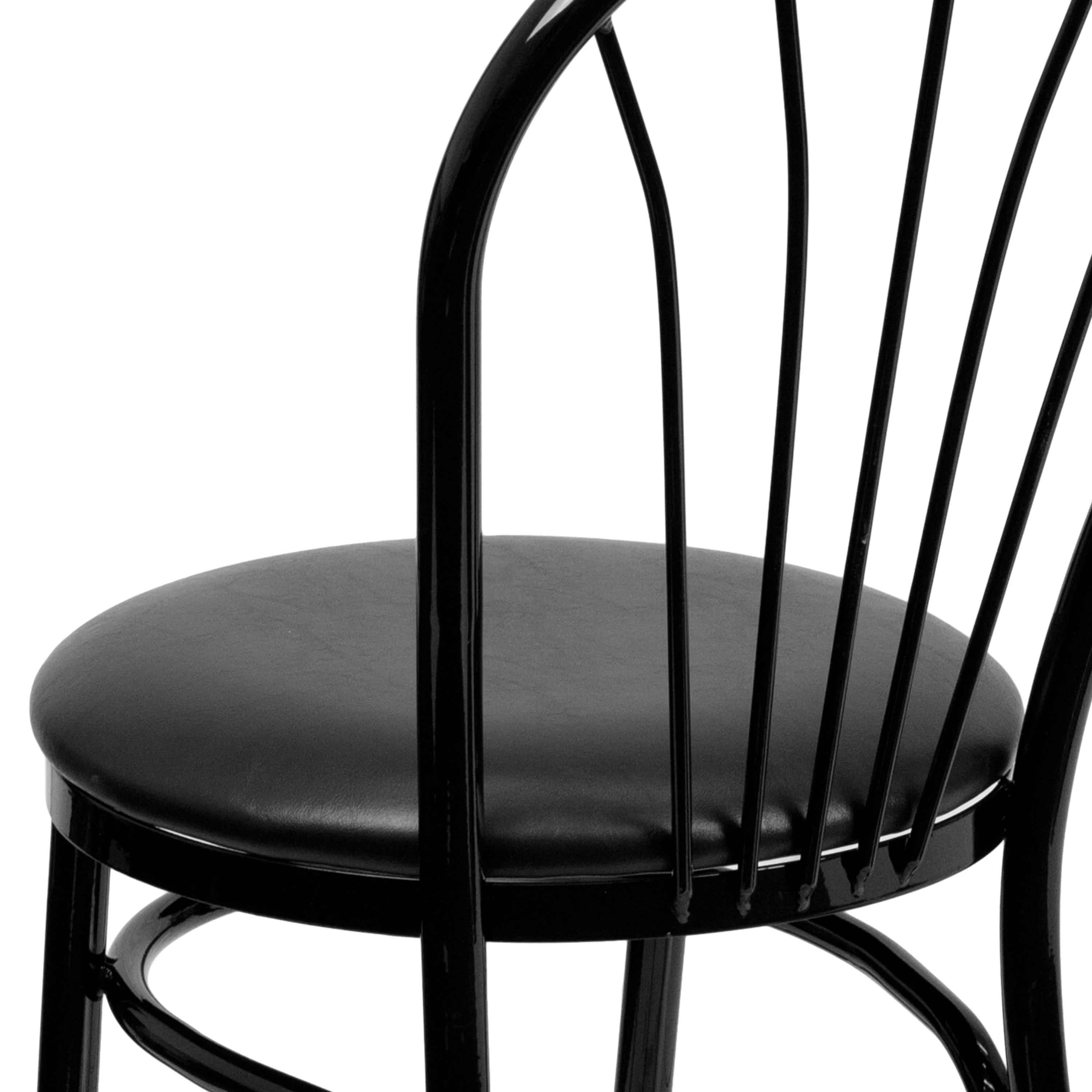 Emma + Oliver Fan Back Metal Chair - Black Vinyl Seat