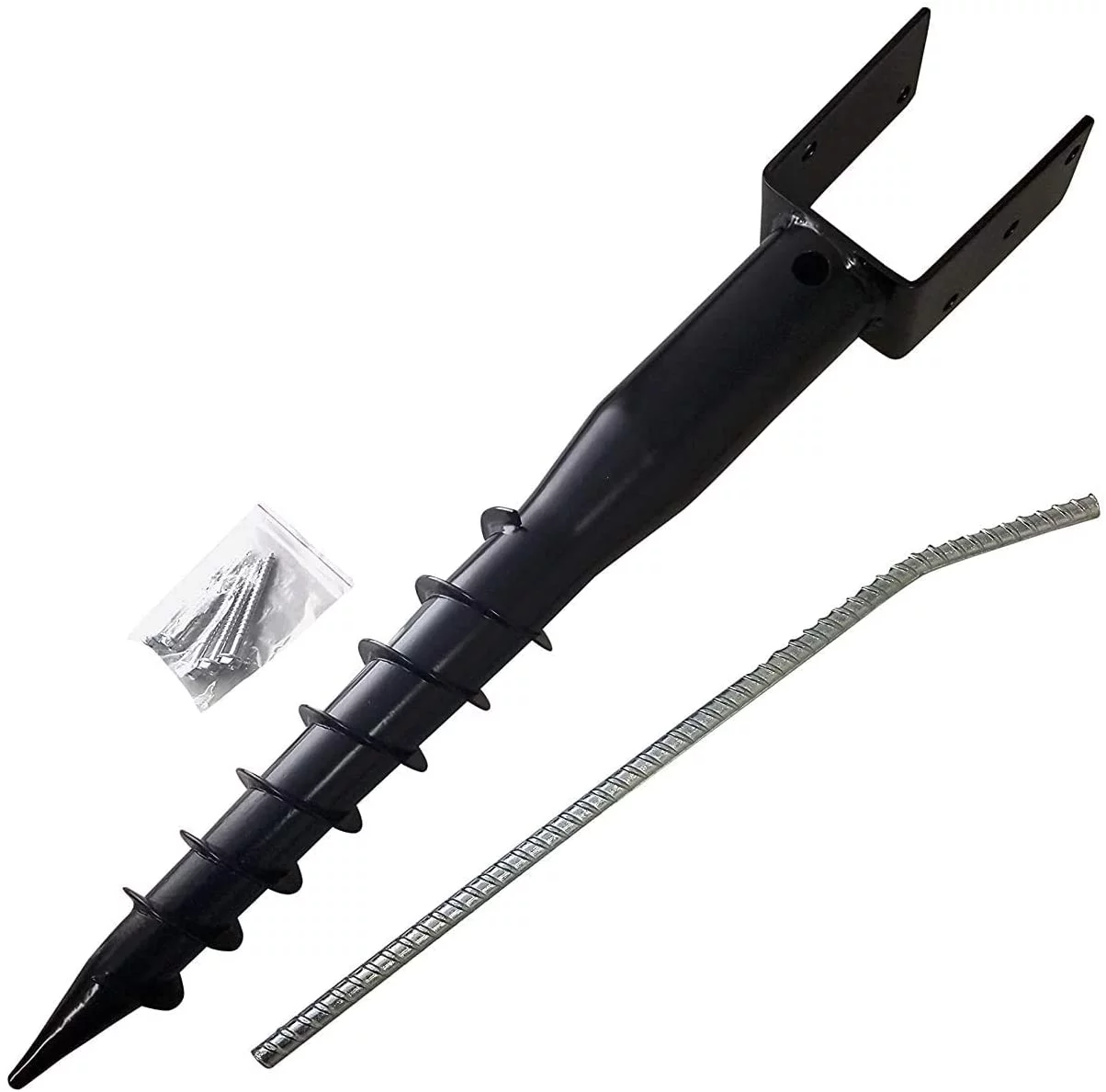 United Premium No Dig Ground Anchor - Black U-Model Screw in Post Stake - 27