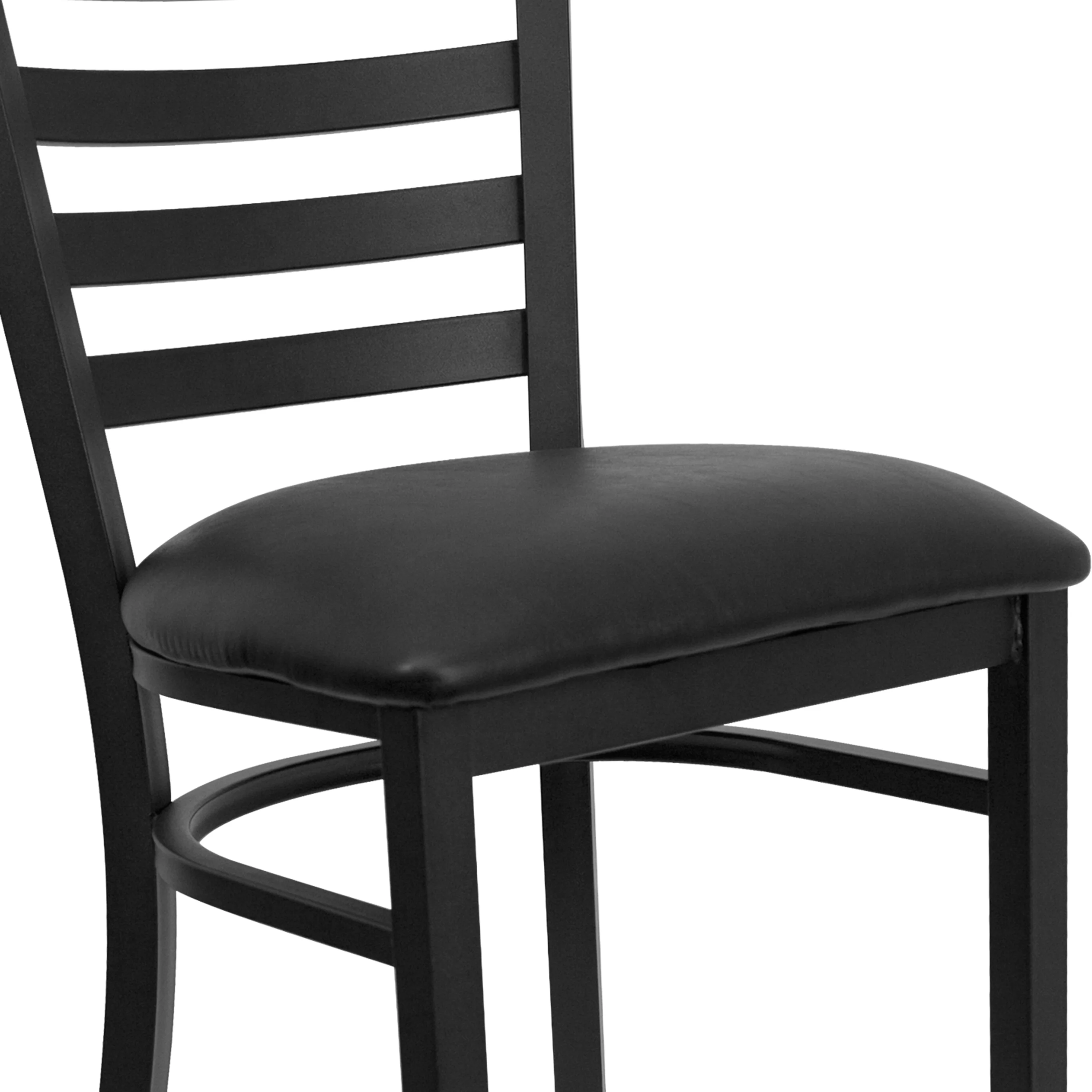 Flash Furniture Hercules Ladder Back Vinyl Barstool, Black, Set of 2
