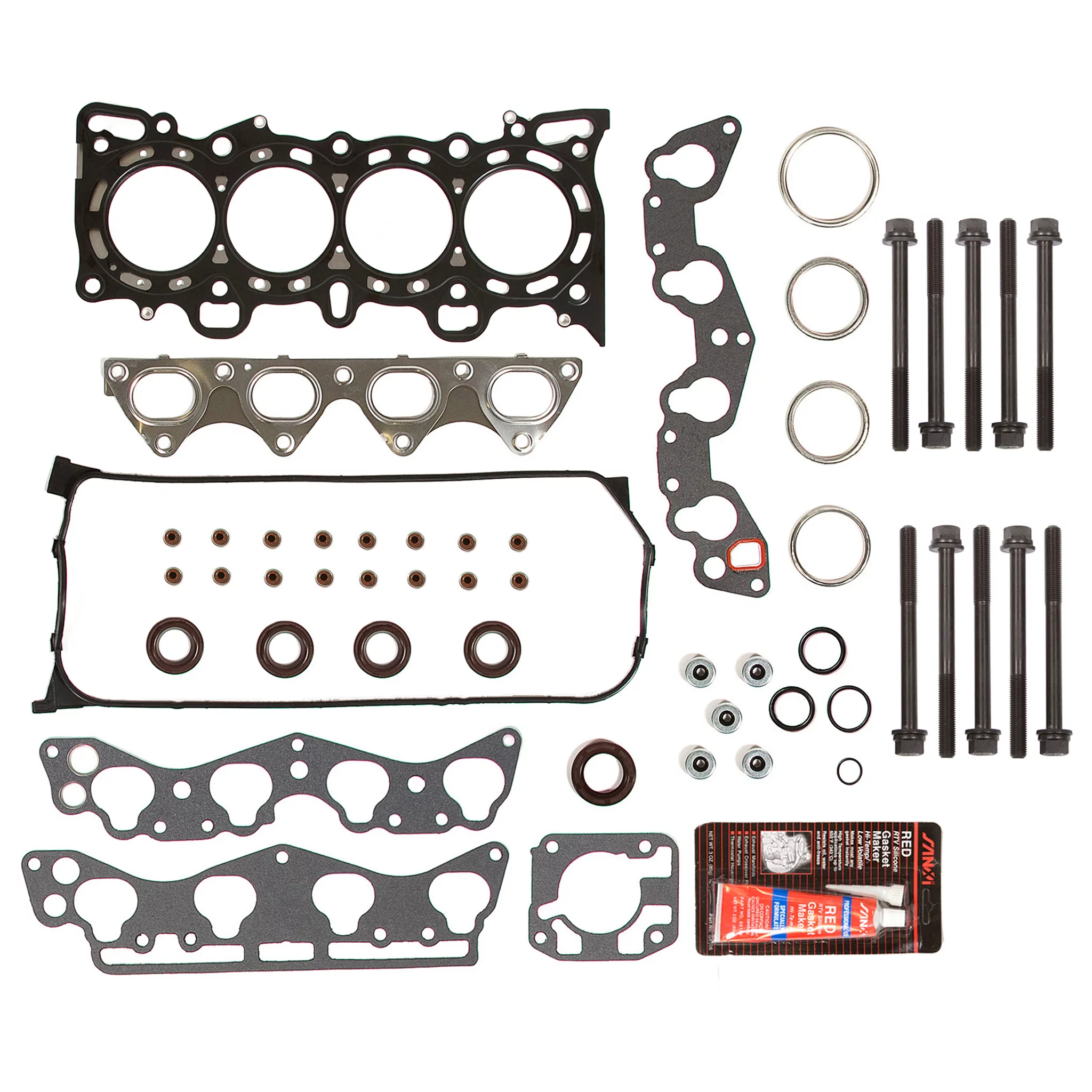 Evergreen HSHB4029 MLS Head Gasket Set Head Bolts Fit 96-00 Honda Civic Del Sol 1.6 SOHC D16Y5 D16Y8