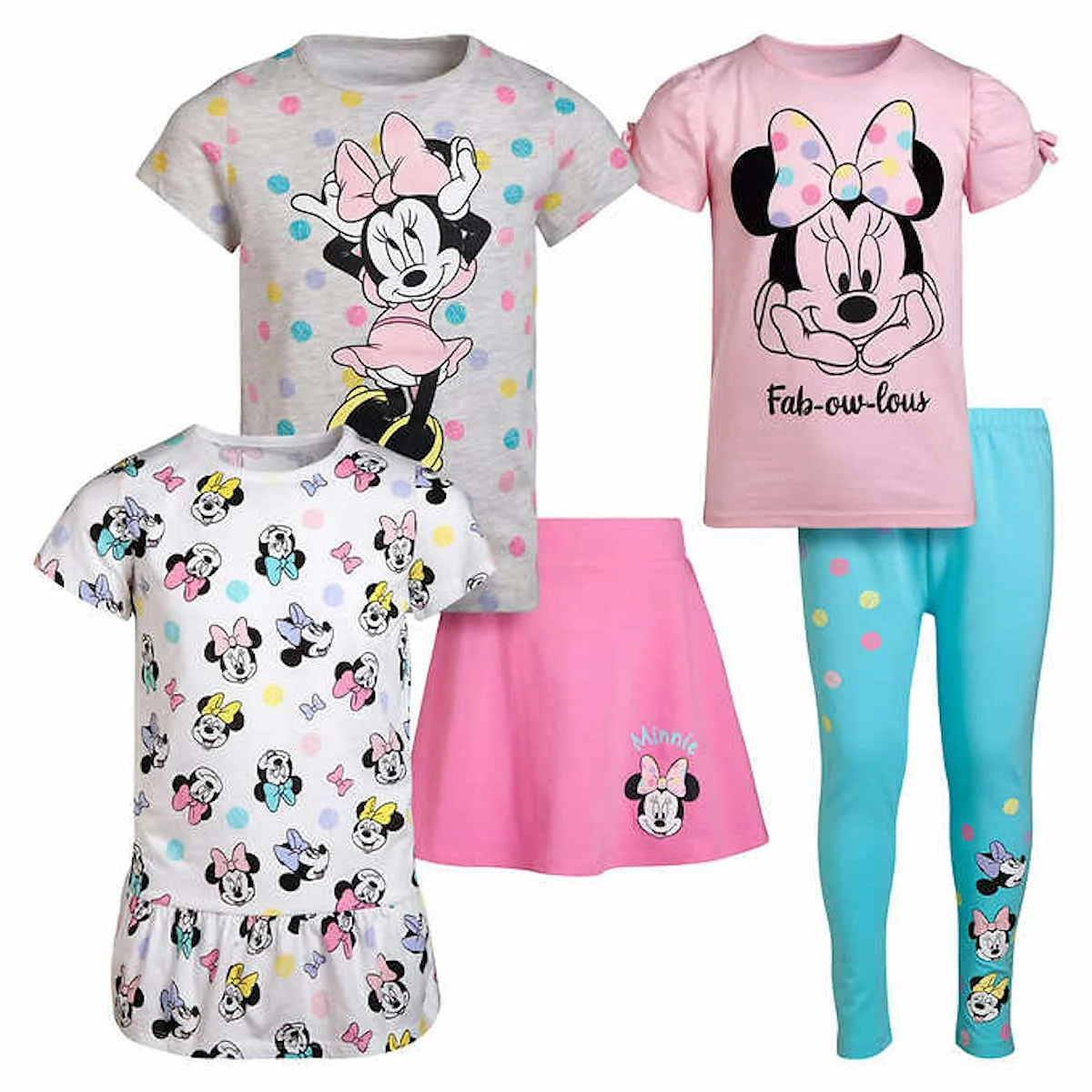 Disney Little Girl's 5 Piece Clothing Set (Minnie Mouse, 5)