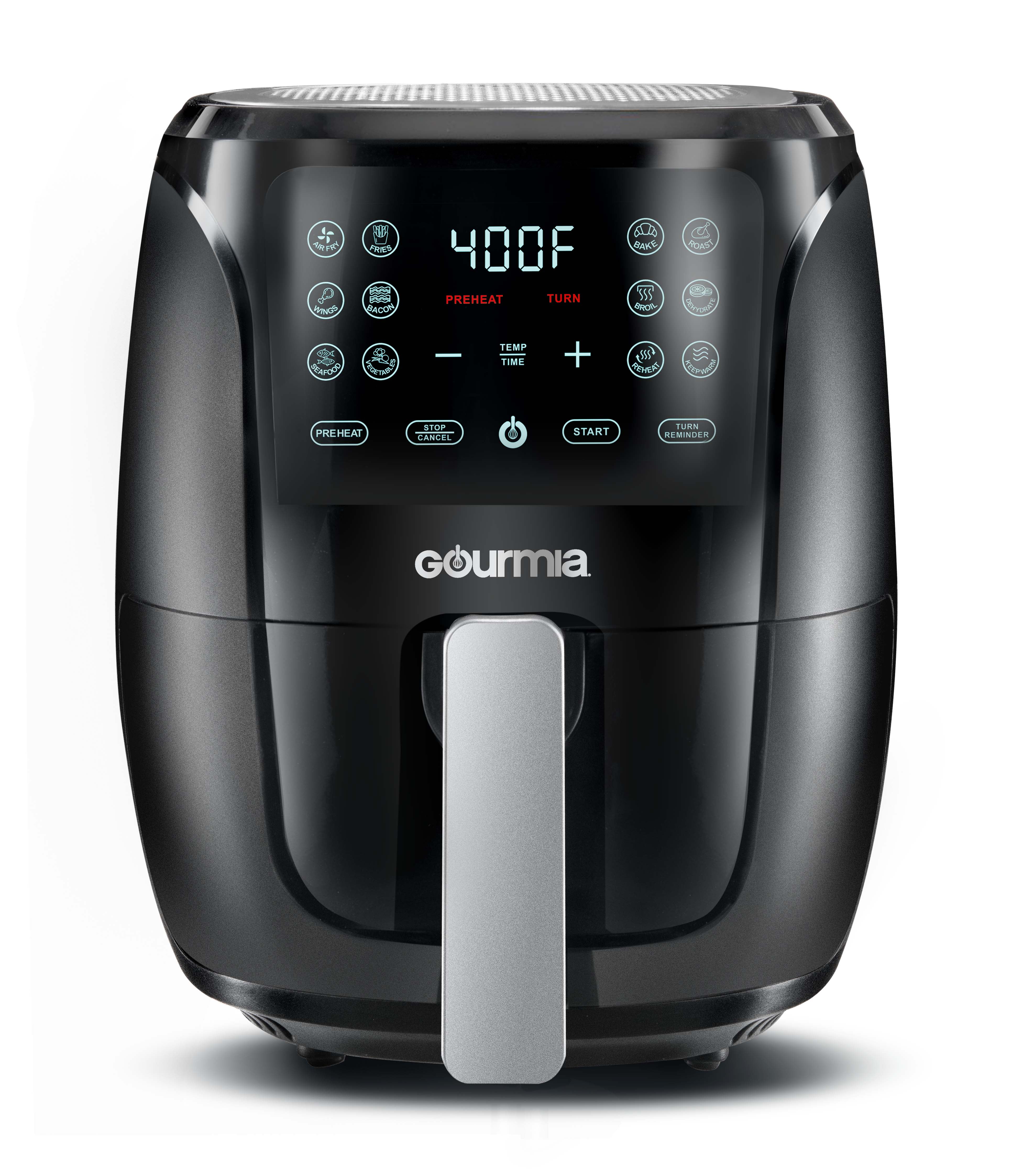 Restored Gourmia 4-Quart Digital Air Fryer with Guided Cooking, Easy Clean, Black (Refurbished)