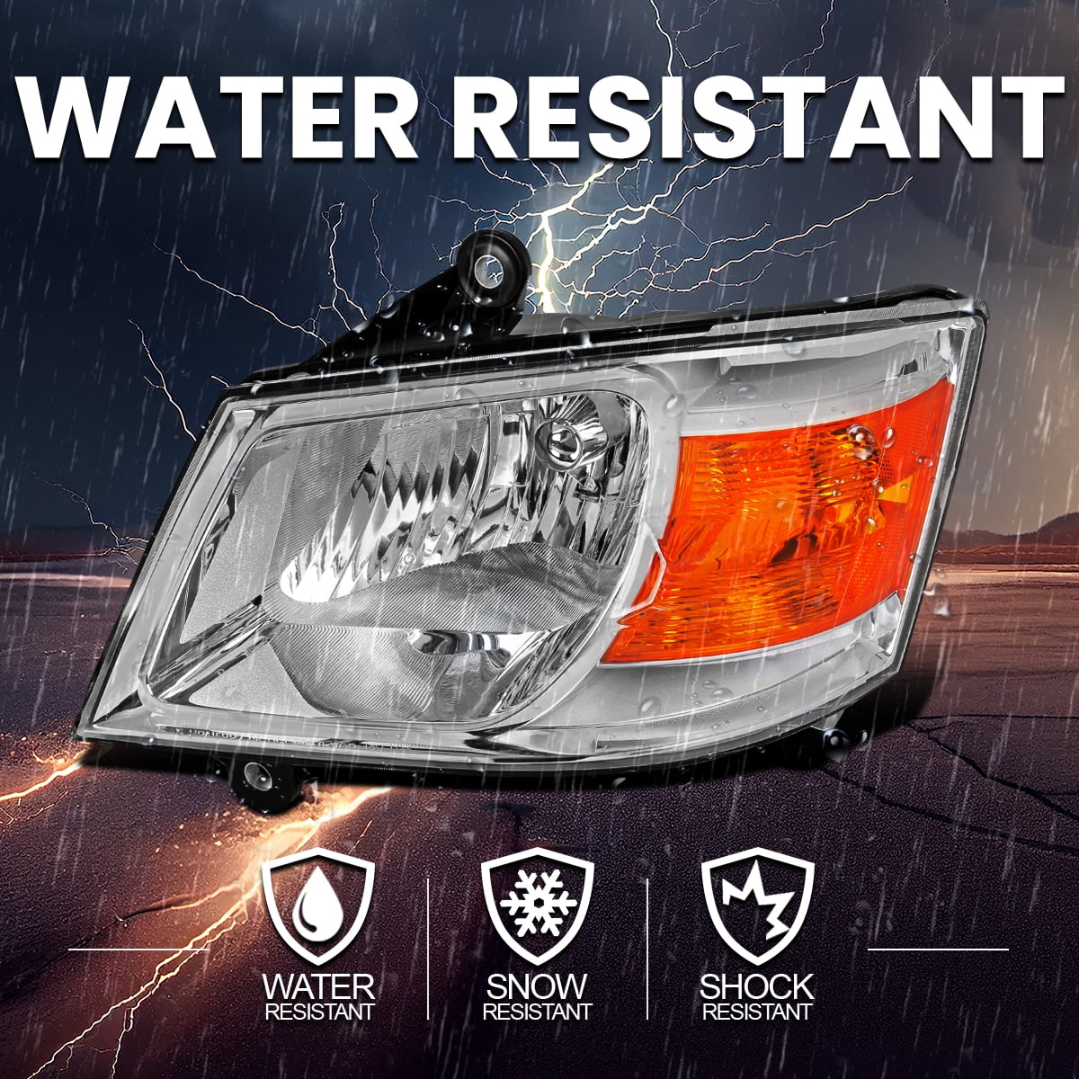 Spec-D Tuning Chrome Housing Clear Lens Driver Left Side Headlight Compatible with Dodge Grand Caravan 2008-2010 Head Light Lamp Assembly