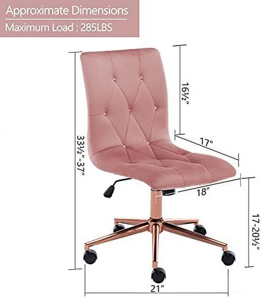 YPDCHB Duhome Leather Home Office Chair  Armless Black Desk Chair with Gold Base  Adjustable Task Chair Computer Chair Rolling Chair with Wheels for Teens