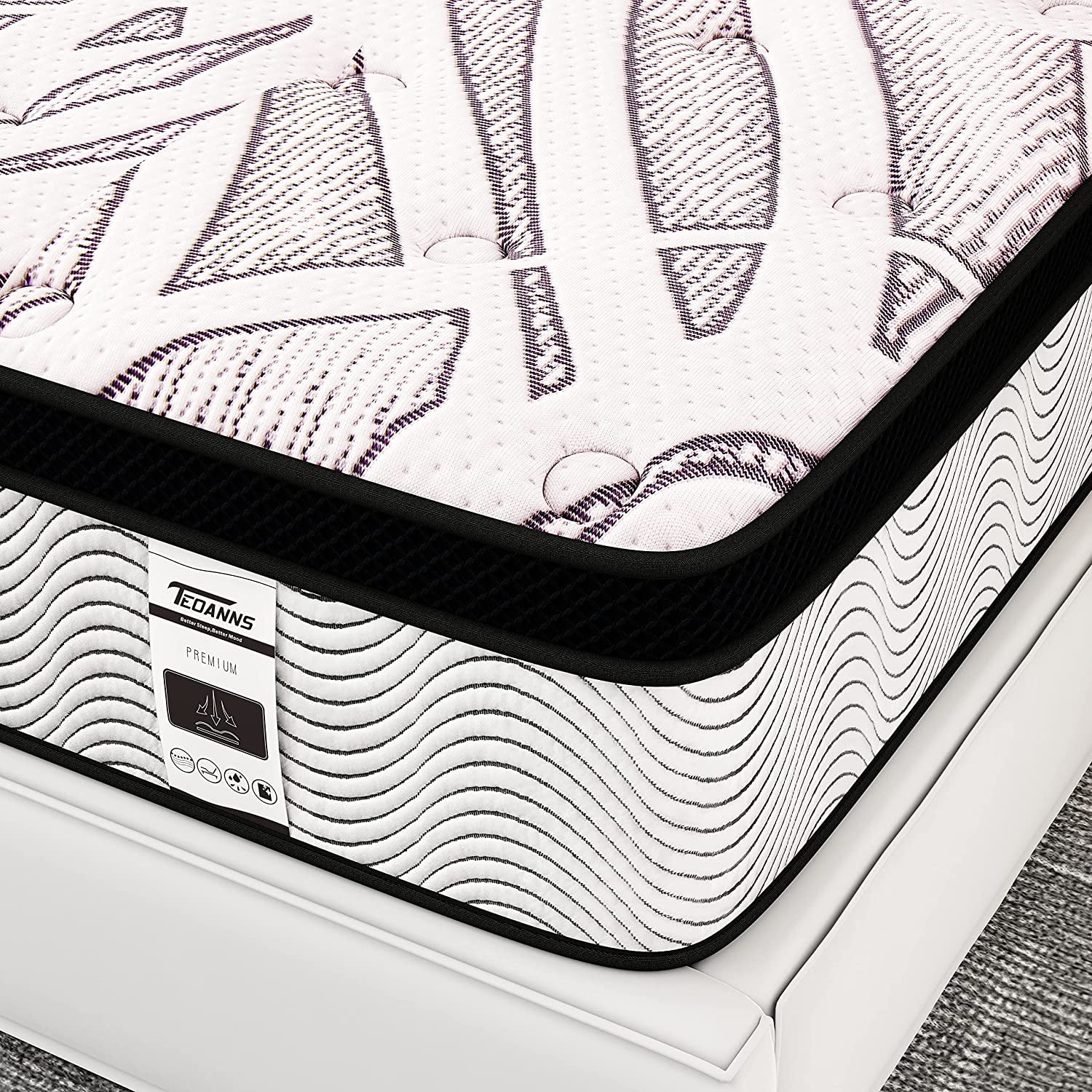 YUMIAO Queen Mattress, 12 Inch Memory Foam Mattress in a Box, Individually Wrapped Coils Pocket Springs Hybrid Mattress, Medium Firm for Supportive and Pressure Relief, 100-Night Trial