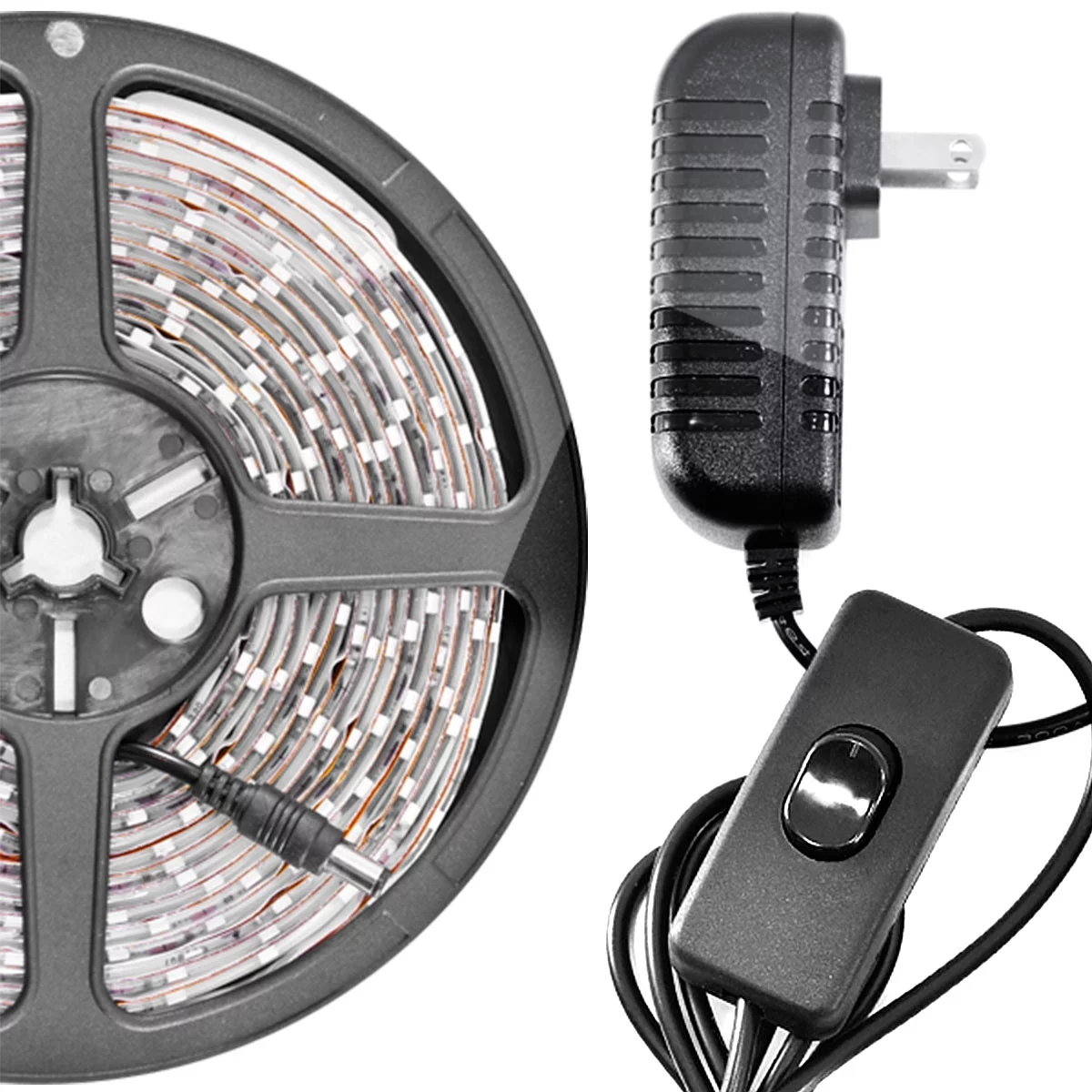 Biltek 16.4' ft Cool White Aquarium Tank Coral White LED Backlight Night Light On/Off Switch Control Kit - Main Lighting Fresh Water Salt Water Tanks Water Resistant 3528 SMD Flexible DIY 110V-220V