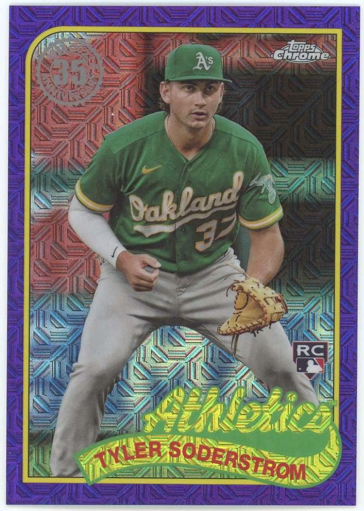 MLB 2024 Topps Series 1 1989 Silver Pack Purple Refractor 49/75 Tyler Soderstrom T89C-43 (Rookie)
