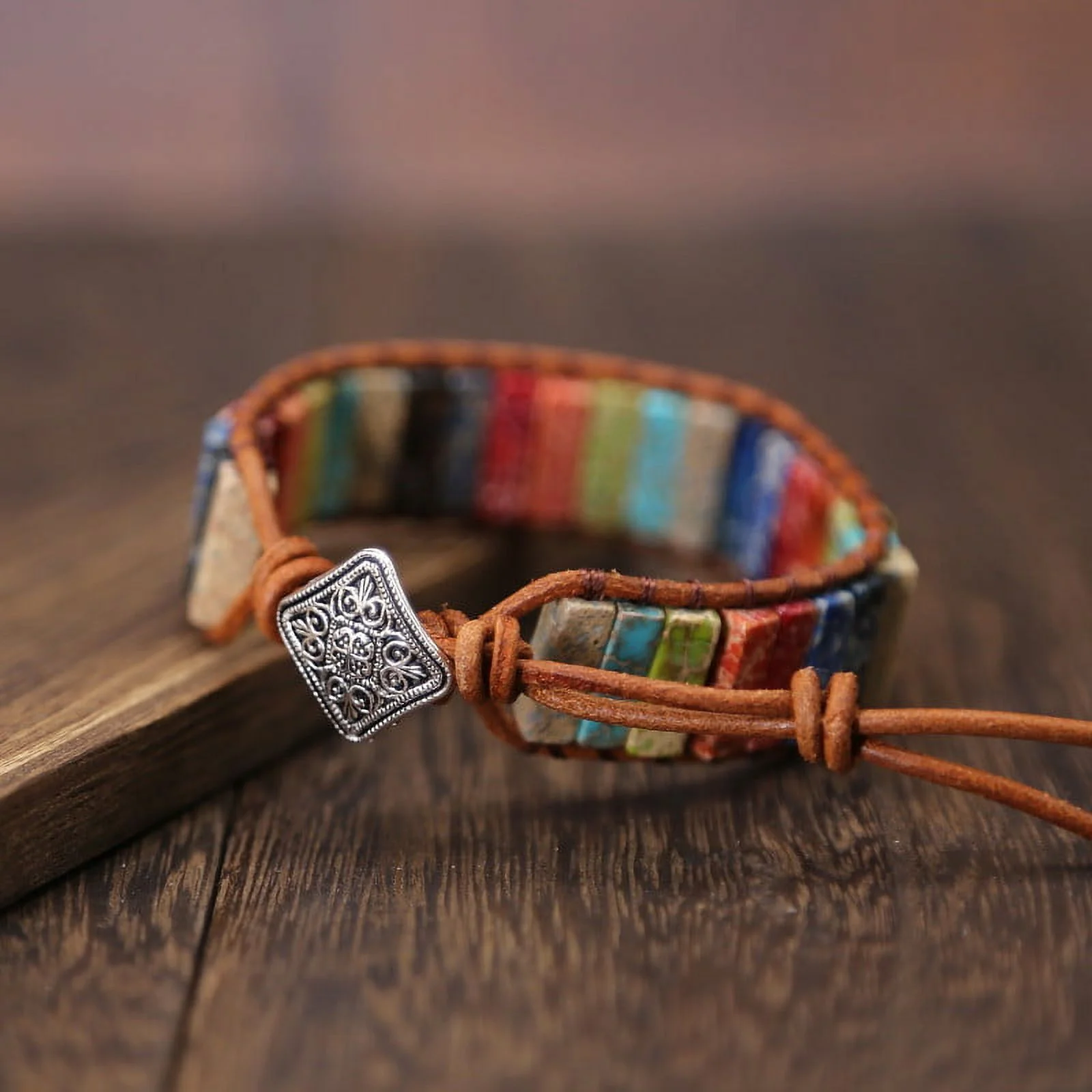 BOLUOYI Fashion Jewelry Sets for Women Trendy Graduation of 2024 Imperial Stone Hand-Knitted Single-Layer Leather Ethnic Wind Bracelet