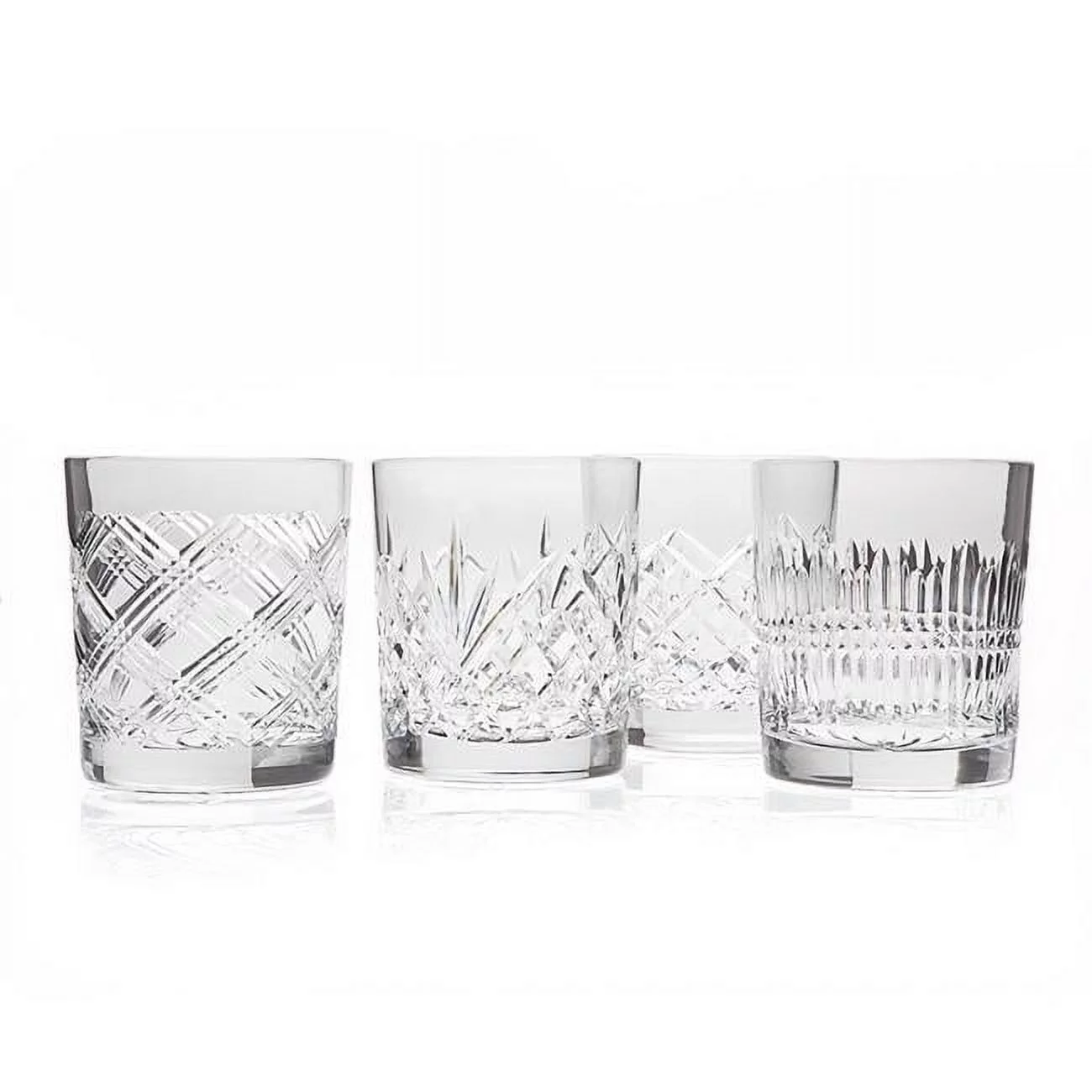 Godinger 4679 Four Assorted Clear Cased Double Old Fashioned Galss