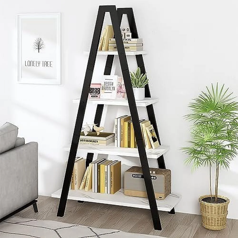 ZWNLKQG 4-Tier Industrial Bookshelf with Metal Frame by  - For Home Office and Living Room