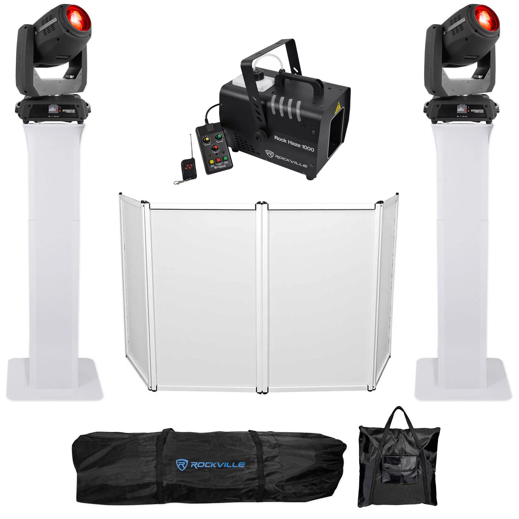 (2) Chauvet DJ Intimidator Hybrid 140SR Moving Heads+Totems+Facade+Hazer