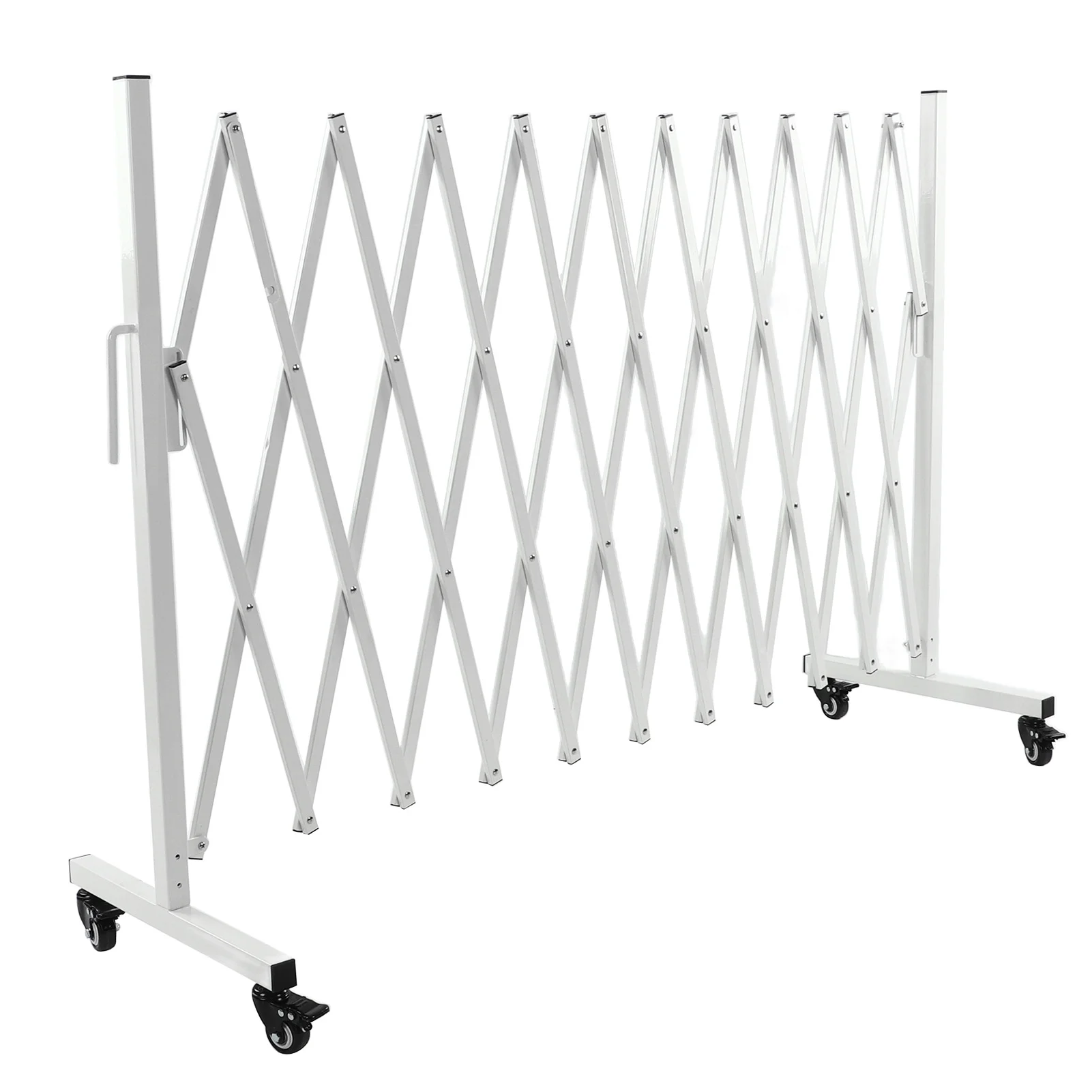 Goldmeet Metal Expandable Barricade Gate Folding Mobile Safety Barrier Driveway Security Flexible Retractable Fence 130in
