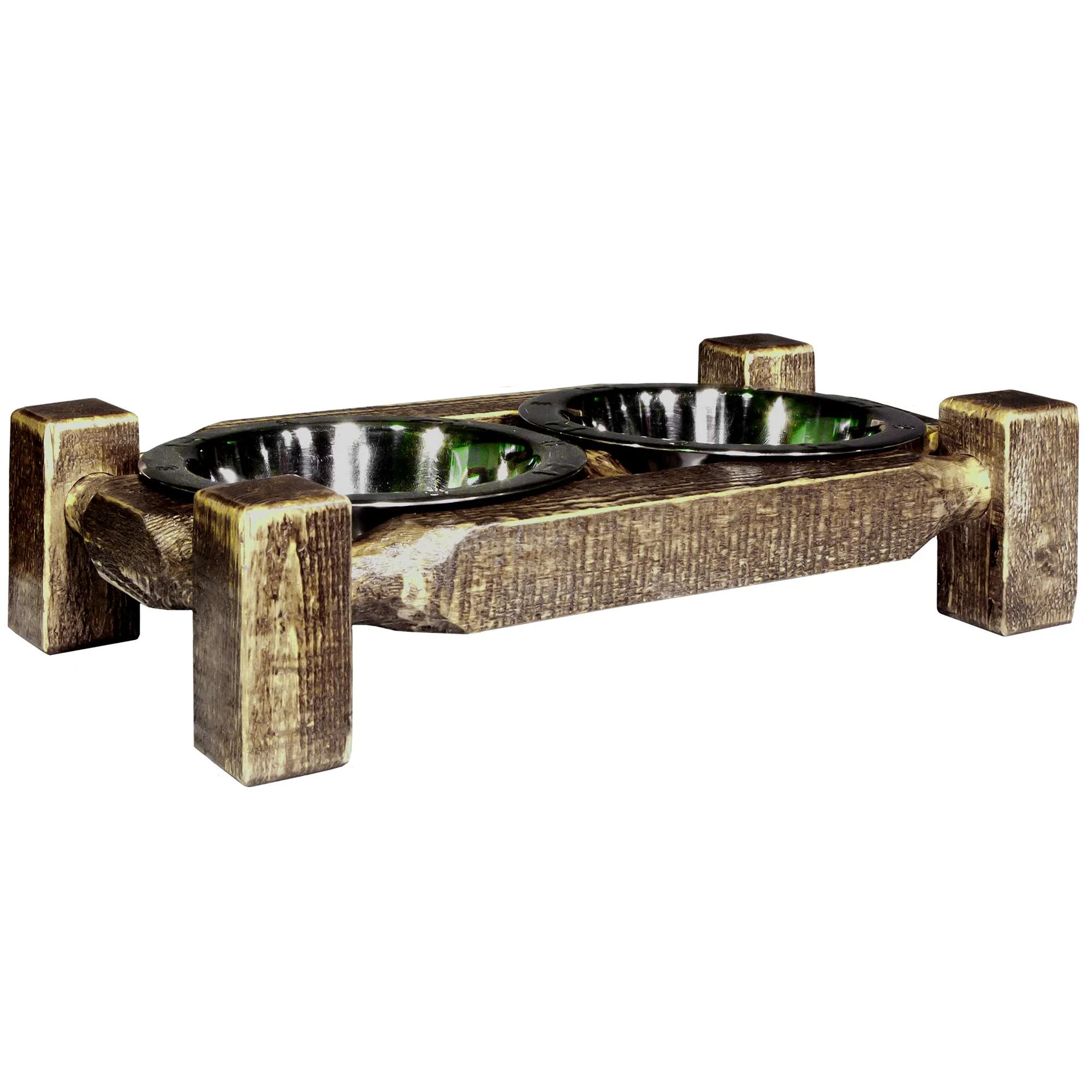 Homestead Collection Small Pet Feeder, Stain & Clear Lacquer Finish