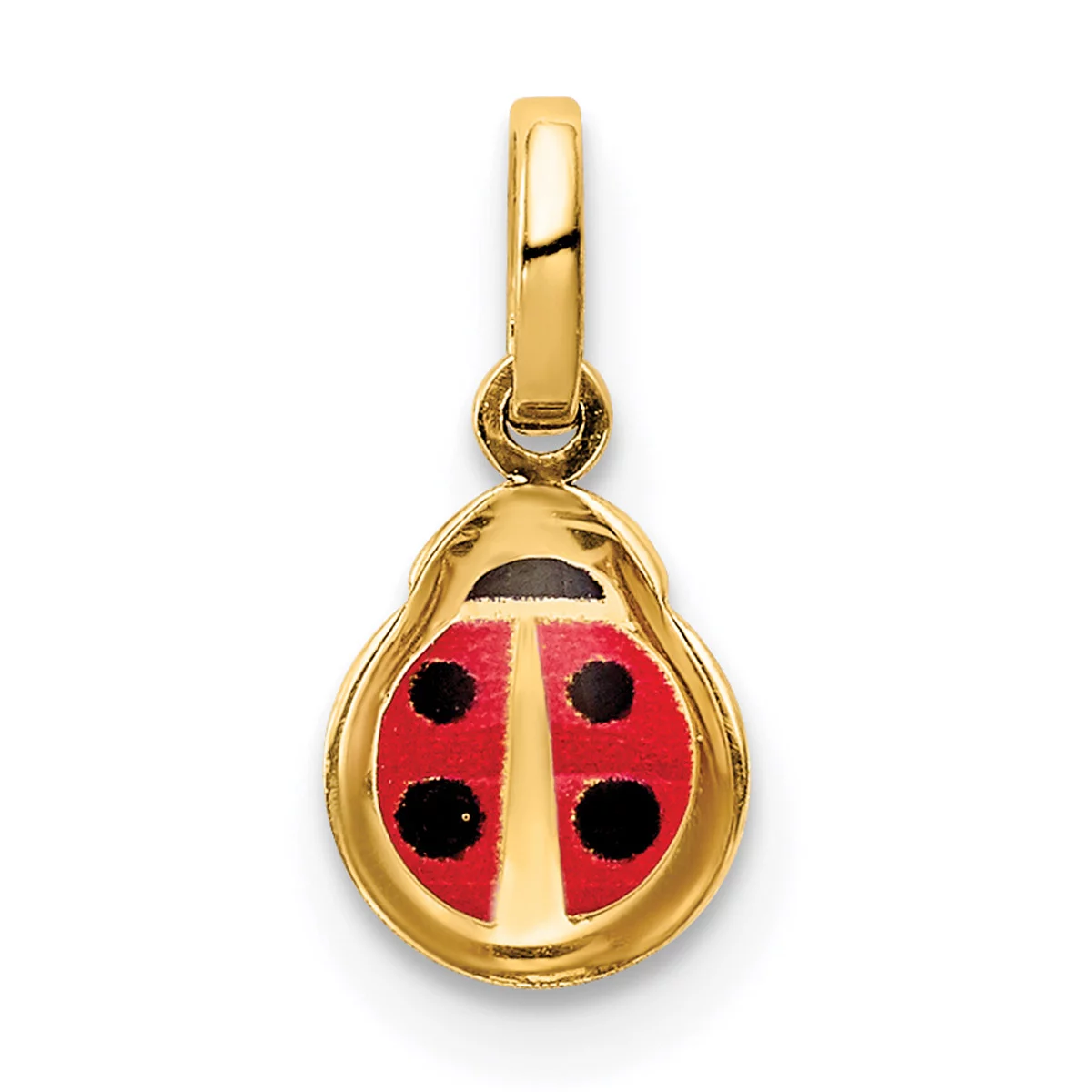Carat in Karats 14K Yellow Gold Enamel Ladybug Pendant Charm With 14K Yellow Gold Lightweight Rope Chain Necklace 20''