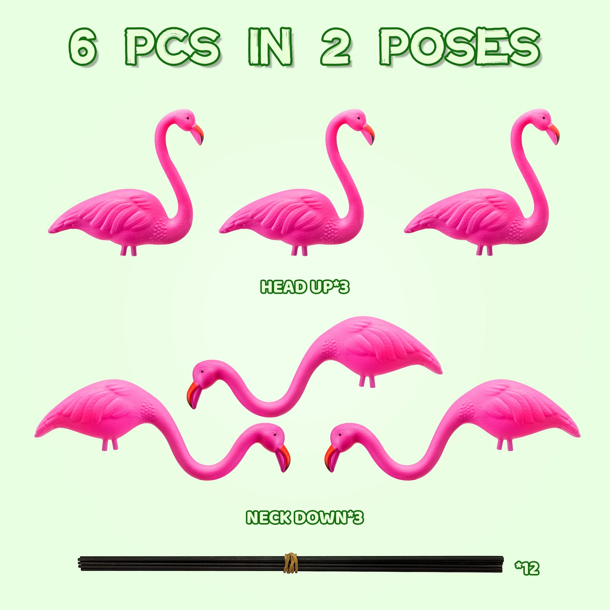 Syncfun 6 Pcs Pink Flamingo, Small Yard Flamingo Decor , Perfect Garden Statues