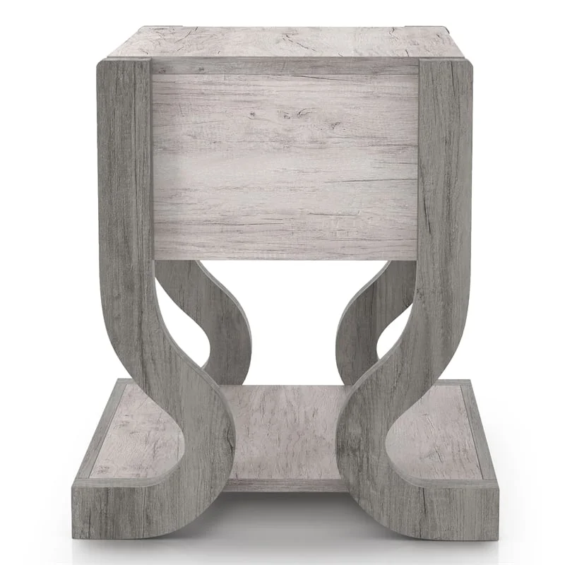 Bowery Hill Modern Wood 1-Drawer End Table with Shelf in White