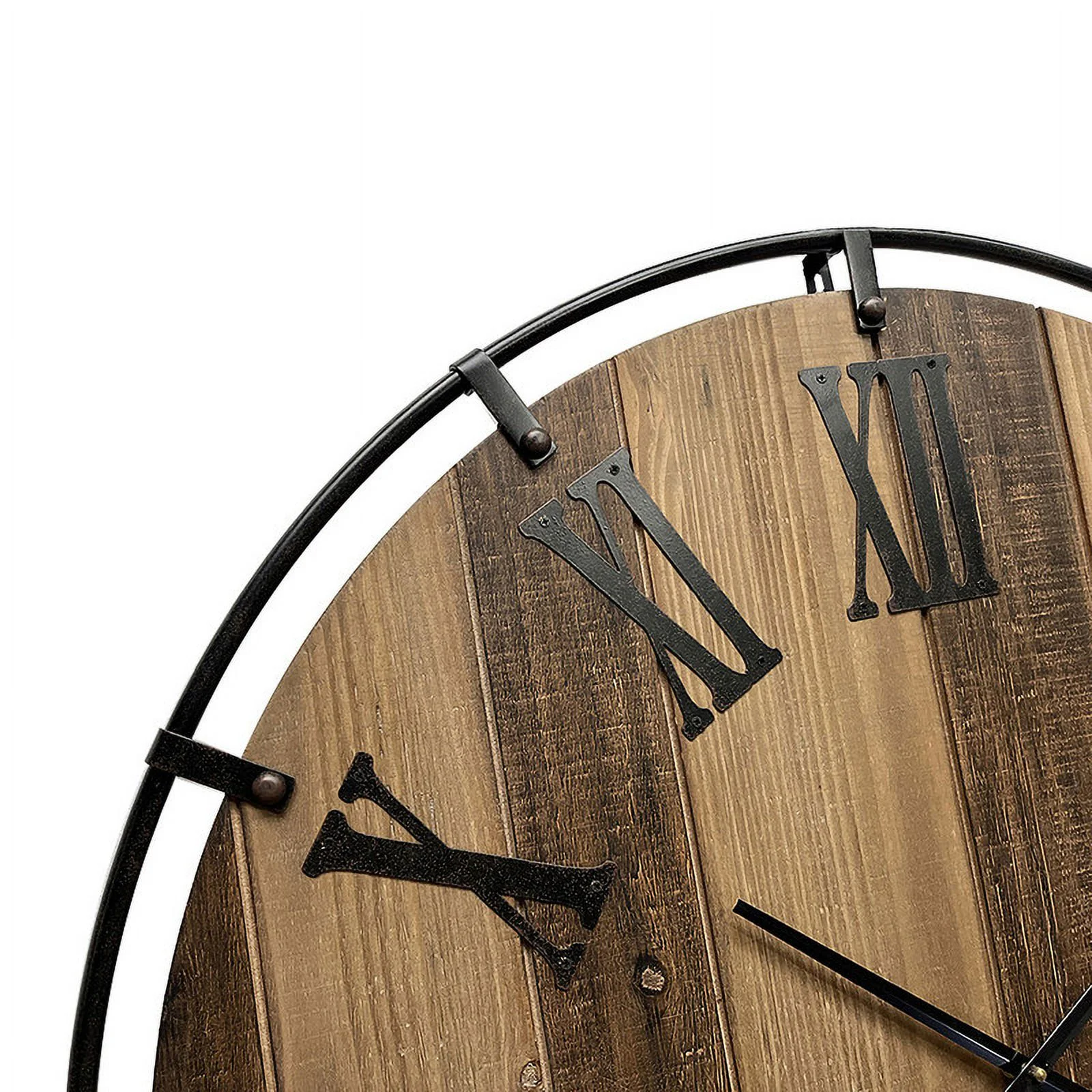 Karina Farmhouse Two-Tone Shiplap Wood Roman Numeral Wall Clock