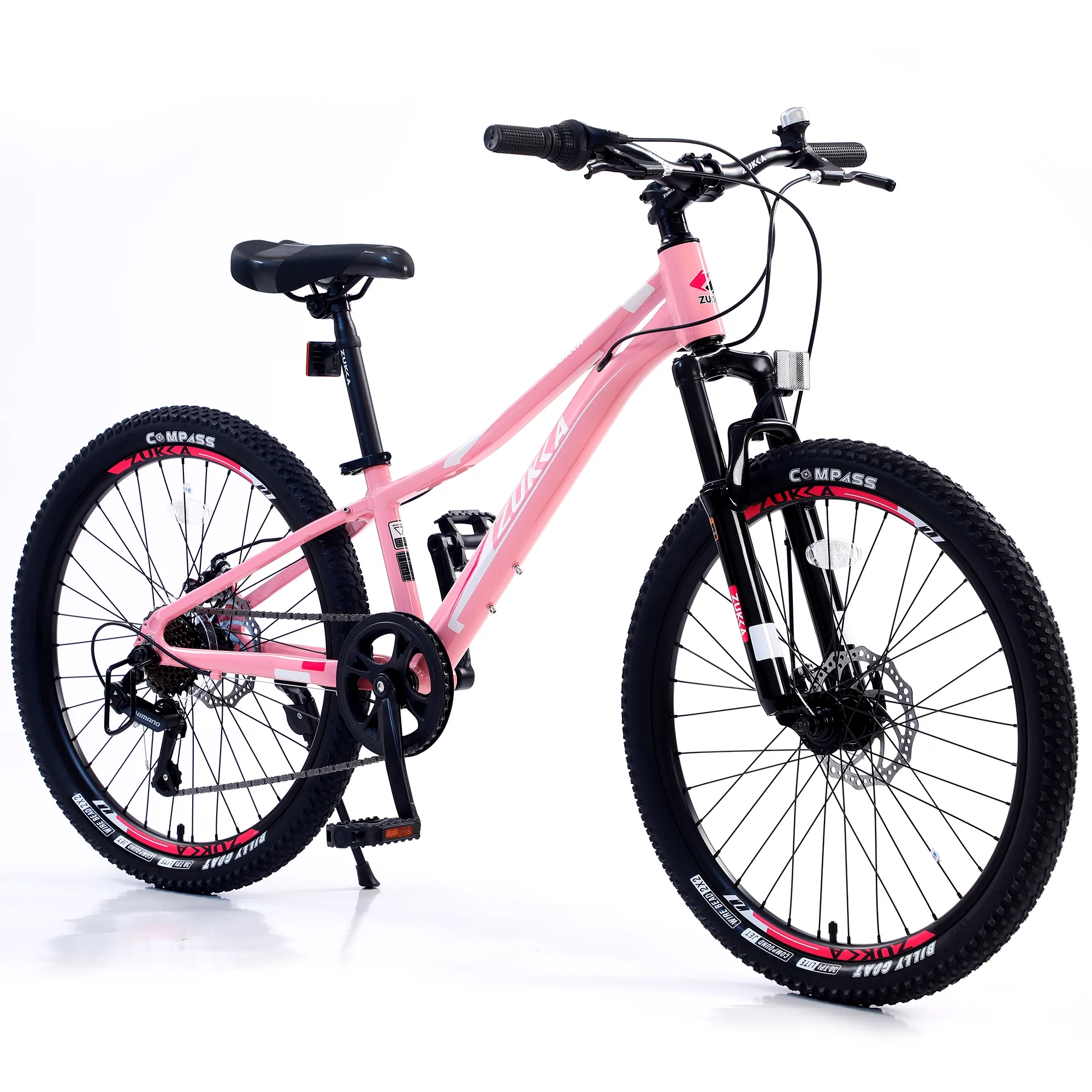 24 Inch Kid's Mountain Bike for Boys Girls, Child MTB Bicycle 7 Speeds Aluminium Alloy Frame Bicycle(Pink)