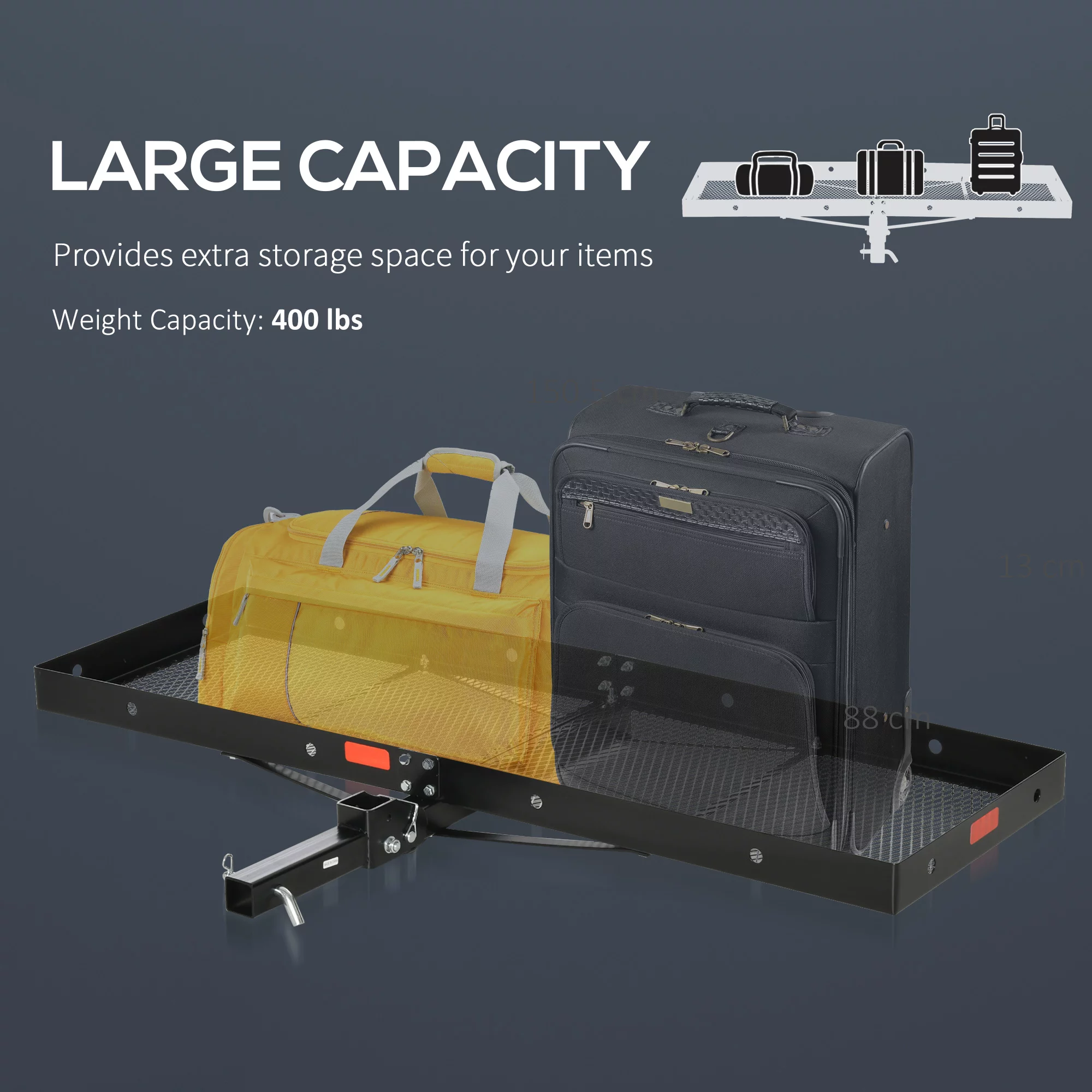 Aosom Hitch Mount Cargo Carrier 350 lbs Capacity Fits 2'' Receiver Black