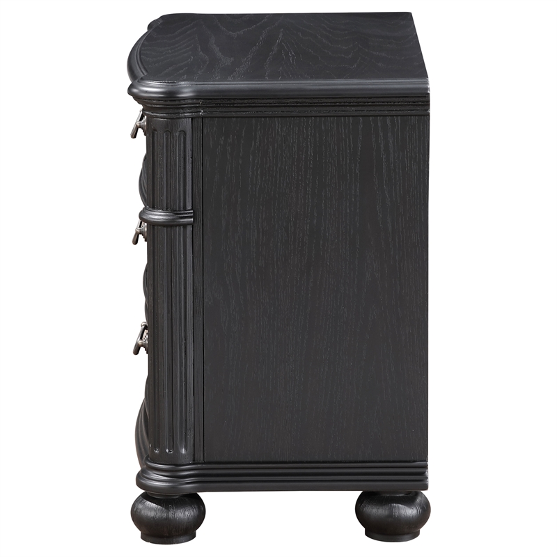 Pemberly Row Traditional 3-drawer Wood Nightstand Bedside Table Black