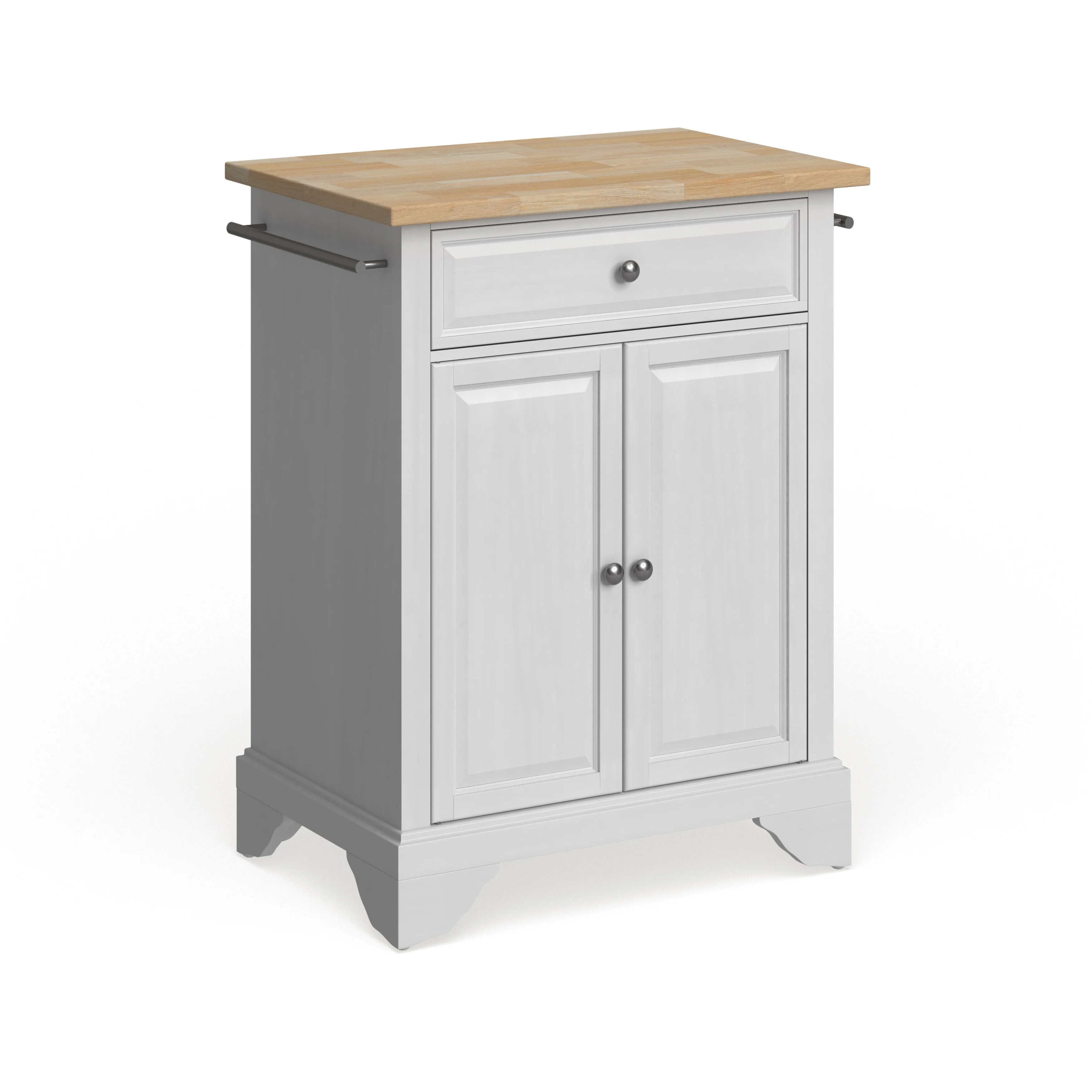 Crosley Furniture Crosley Lafayette Natural Wood Top Portable Kitchen Island in White Finish - 18
