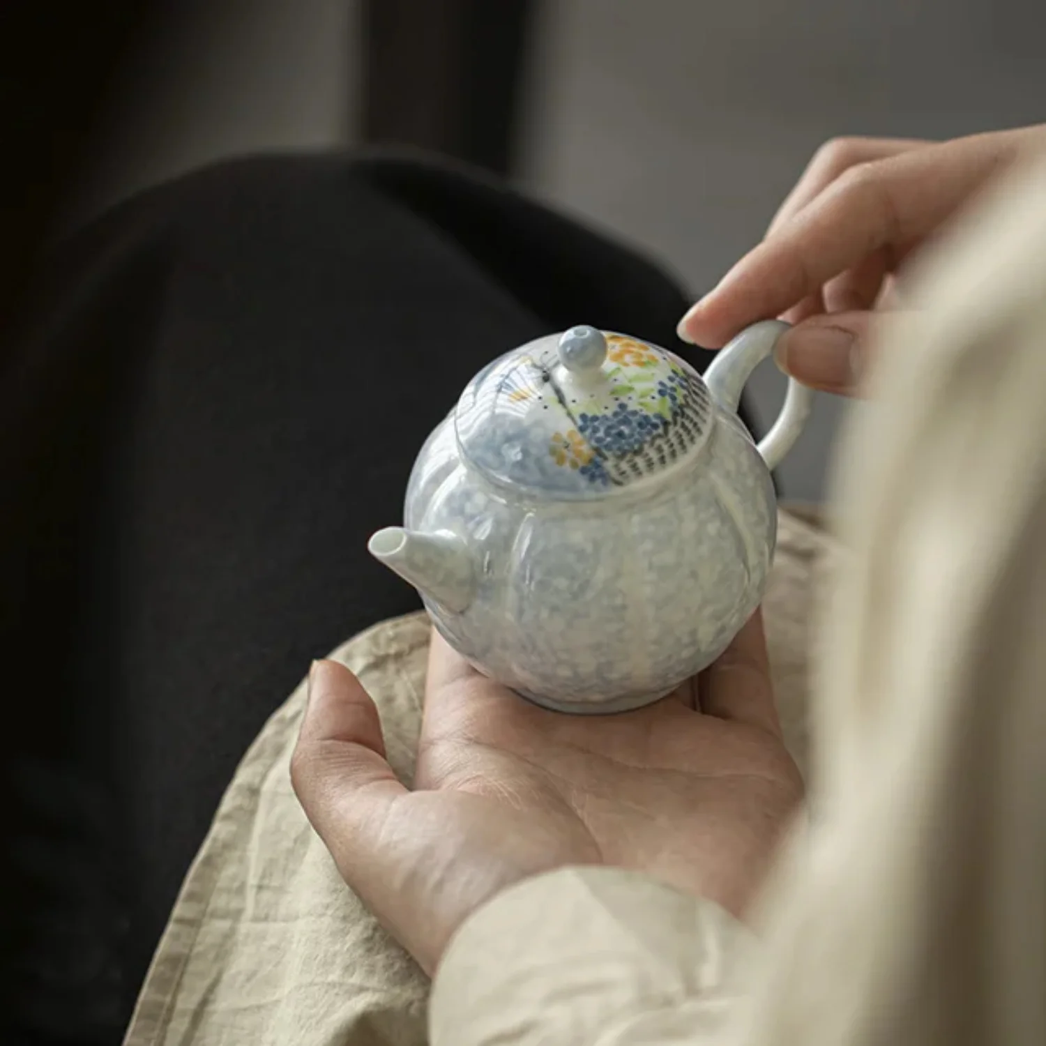 Exquisite Hand Painted Purple Chinese Ceramic Teapot Set - Complete Teaware Kit for Tea Ceremony  Infused with Fragrant Tie Guan Yin Jasmine and Creamy Milk Oolong - Perfect for Entertain