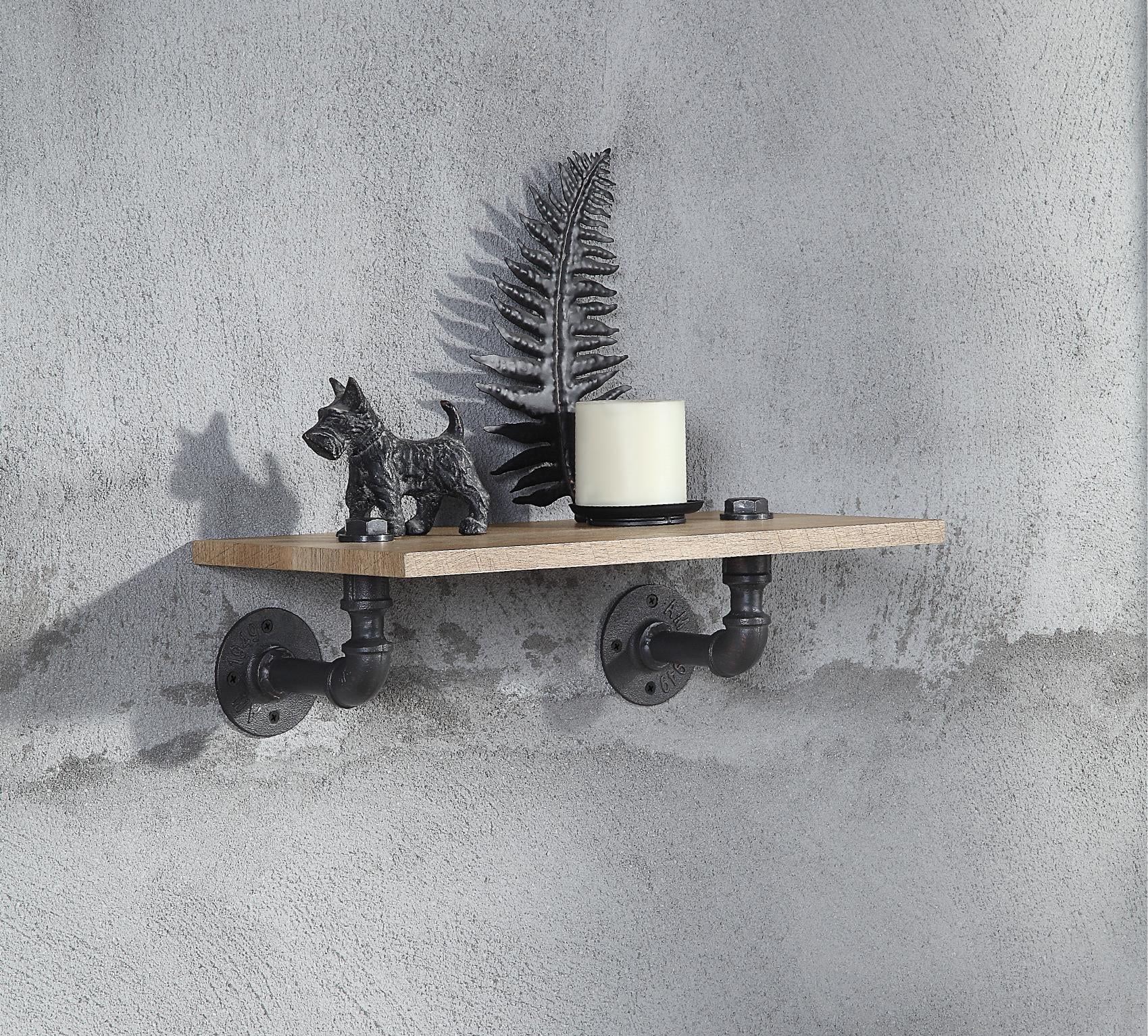 Brantley Wall Rack with 1 Shelf - Farmhouse Industrial Touch