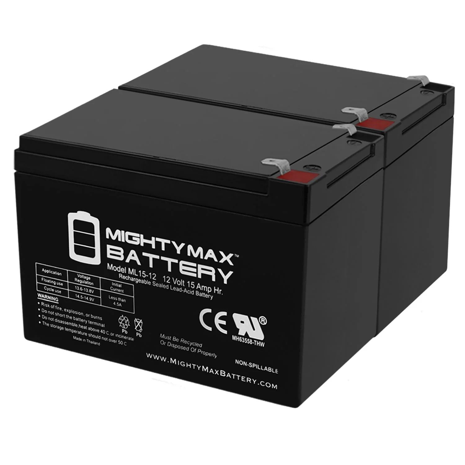 12V 15AH F2 Battery Replaces Shoprider Scootie Jr. TE-787M - 2 Pack