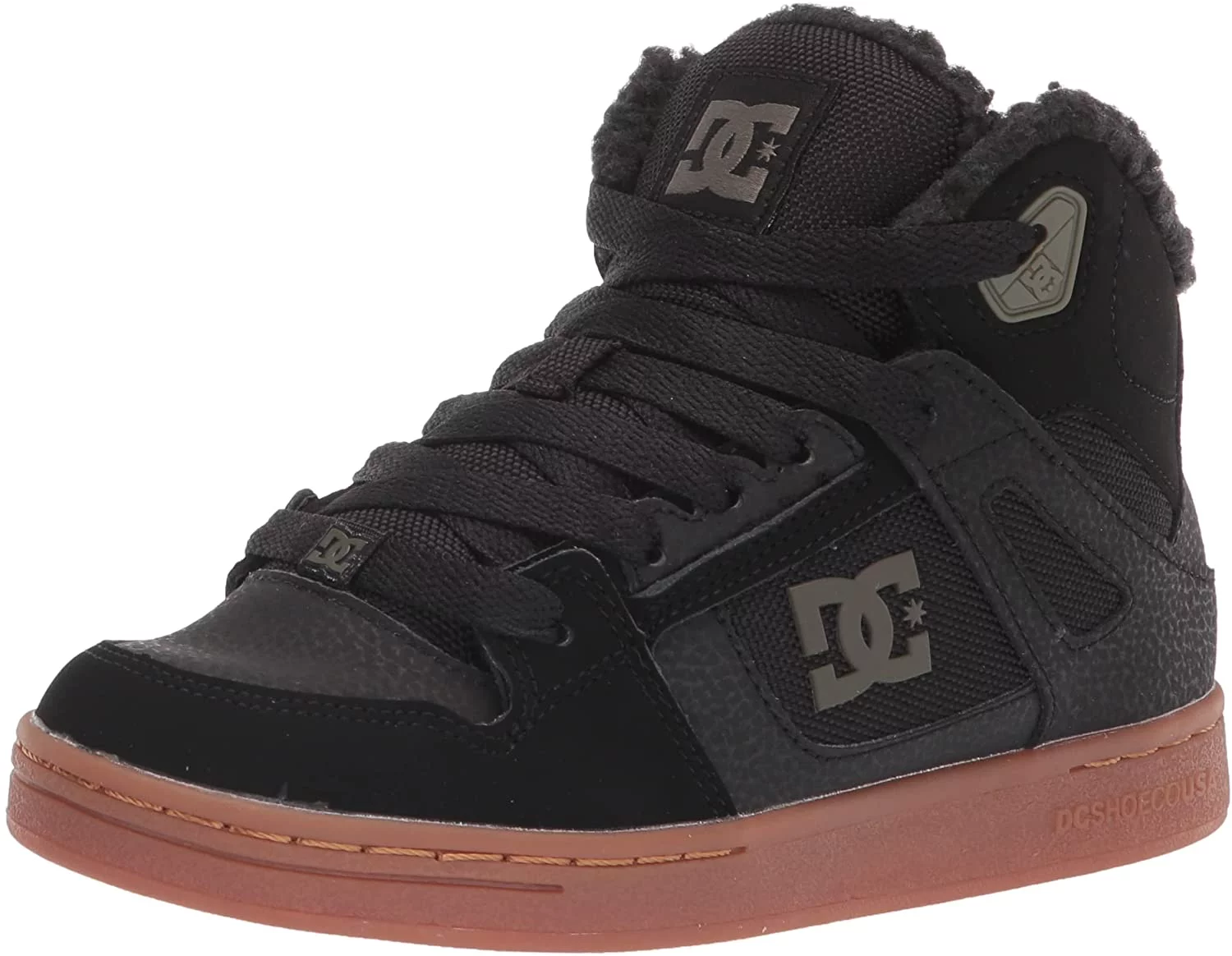 DC Unisex-Child Pure High-top Wnt Youth Skate Shoe Big Kid 8-12 Years 5 Big Kid Black/Olive