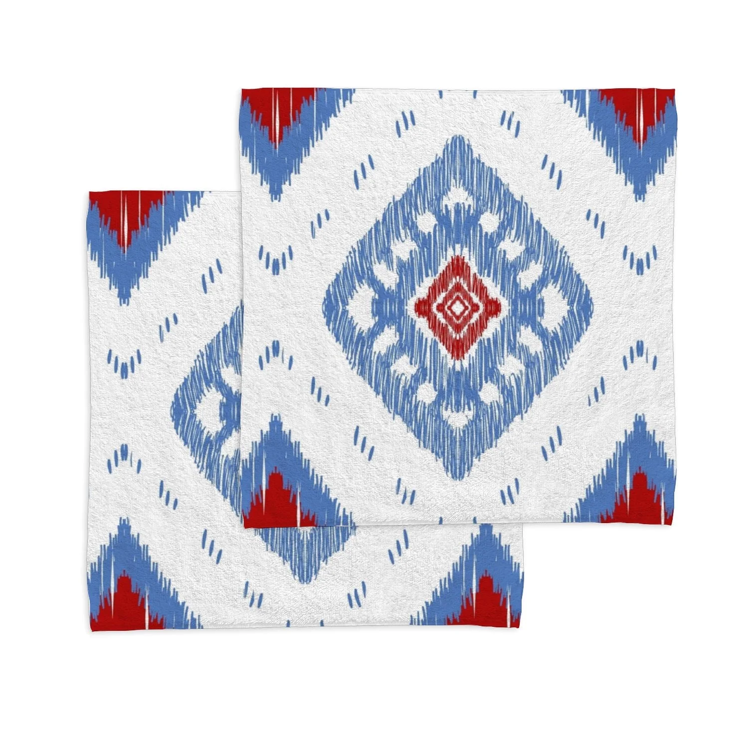 ANYWAY.GO 4 pack Baby Washcloths - 12 x 12 Inch Super Soft Baby Towels - 100% Cotton Highly Absorbent Wash Cloths for Face and Body,African Ikat Paisley Embroidery