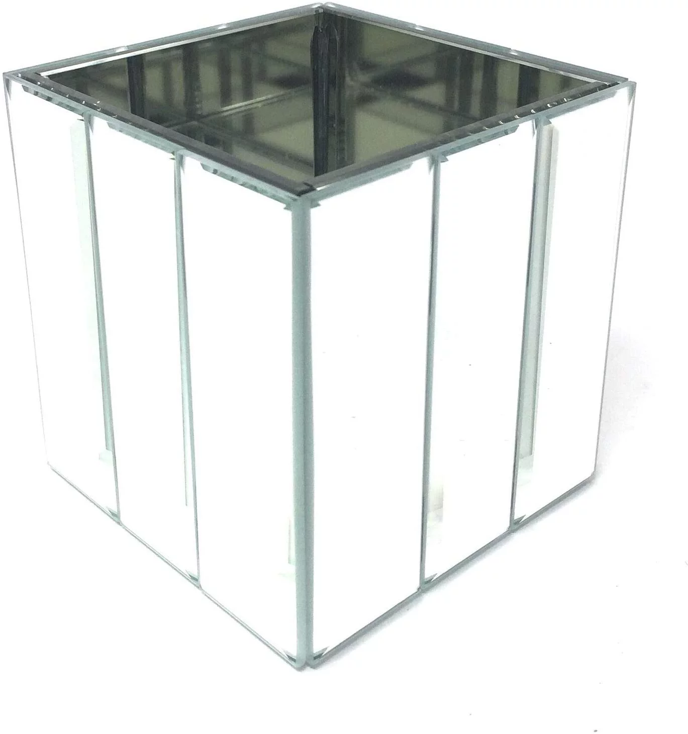 Serene Spaces Living Small Gatsby Mirror Strip Cube Vase, 4” Cube