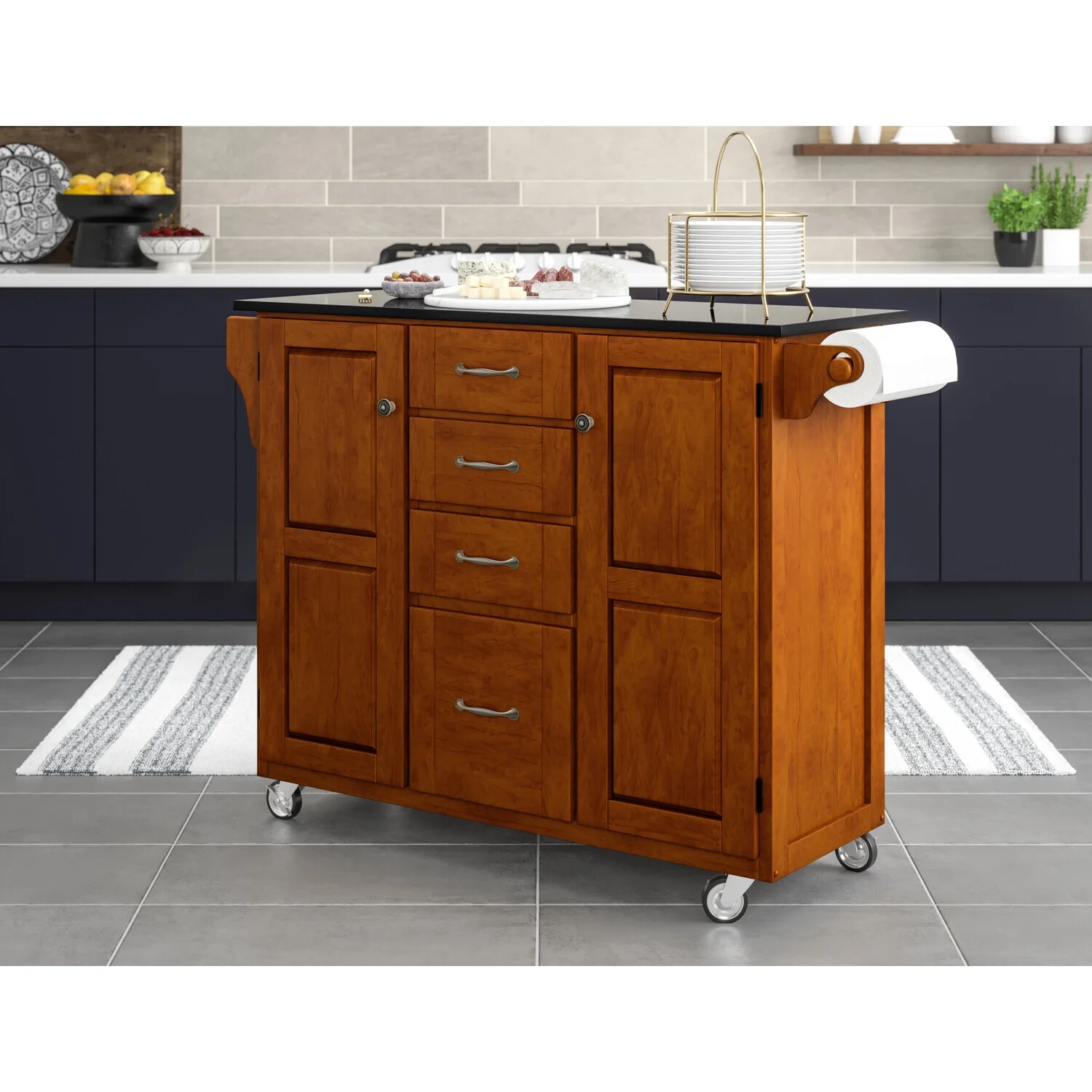 Homestock Southwestern Style Brown Wood Kitchen Cart