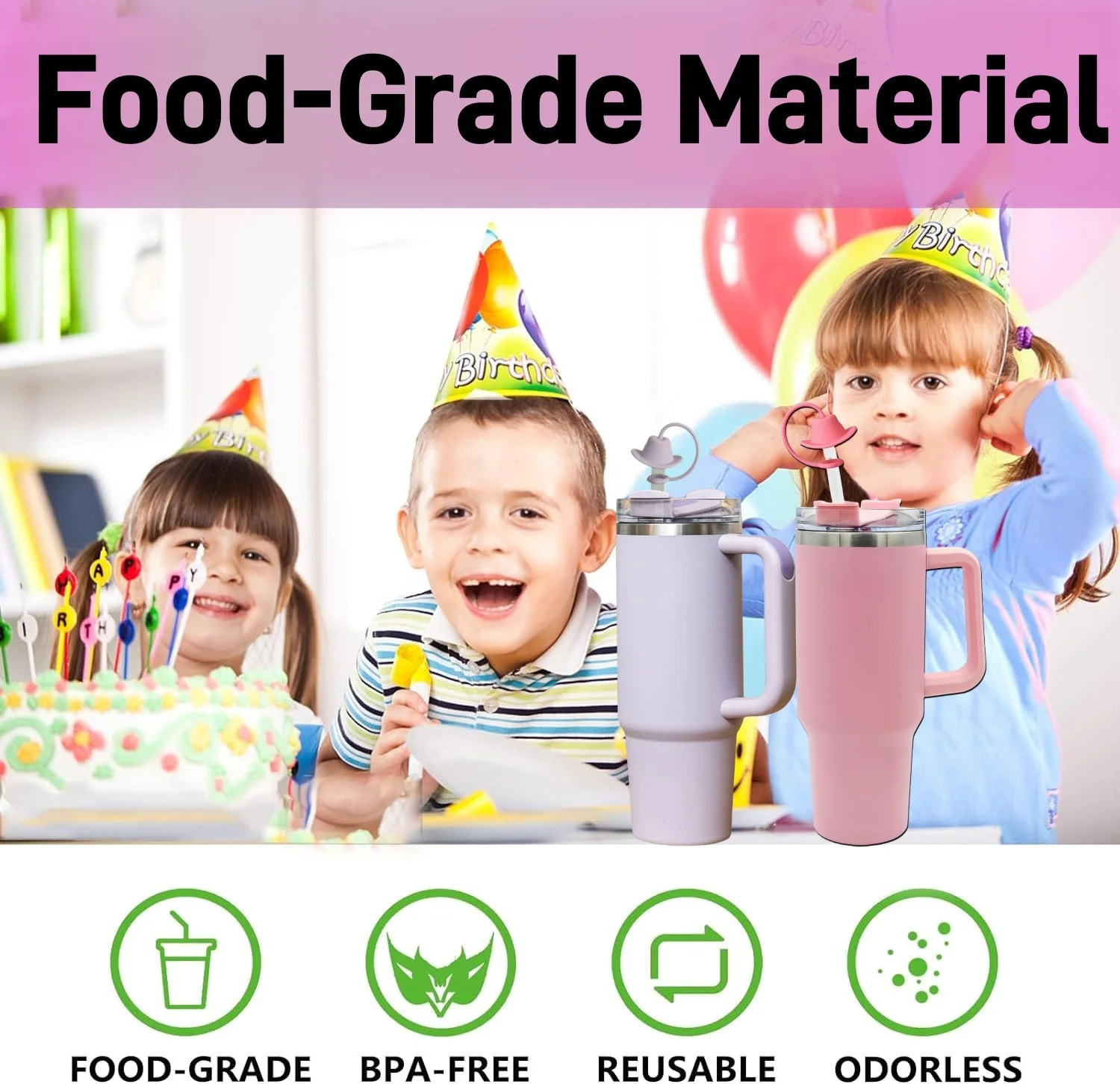 4Pcs Silicone Cowboy Hat Straw Covers Cap Compatible with Stanley Cup 20-40oz, Cute Funny Tumbler Straw Topper Accessories for Man & Woman Gift