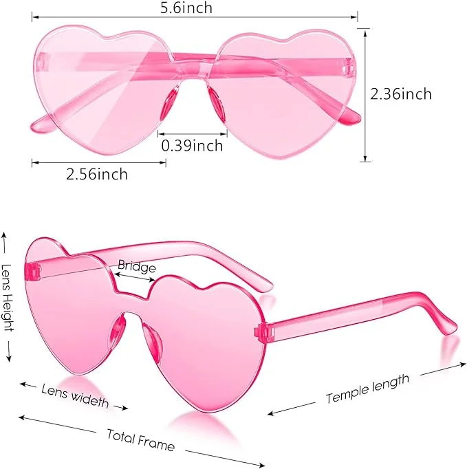 Chunhong 10 Pairs of Candy Color Frameless Heart Shaped Sunglasses Candy Shaped Modern Sunglasses Fun Shaped Sunglasses Tinted Colored Sunglasses For Women and Bachelorette Party