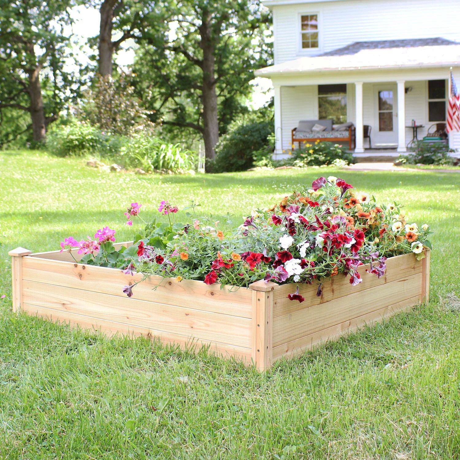 Sunnydaze Decor 110 gal. Wood Square Raised Garden Bed, 48 in.