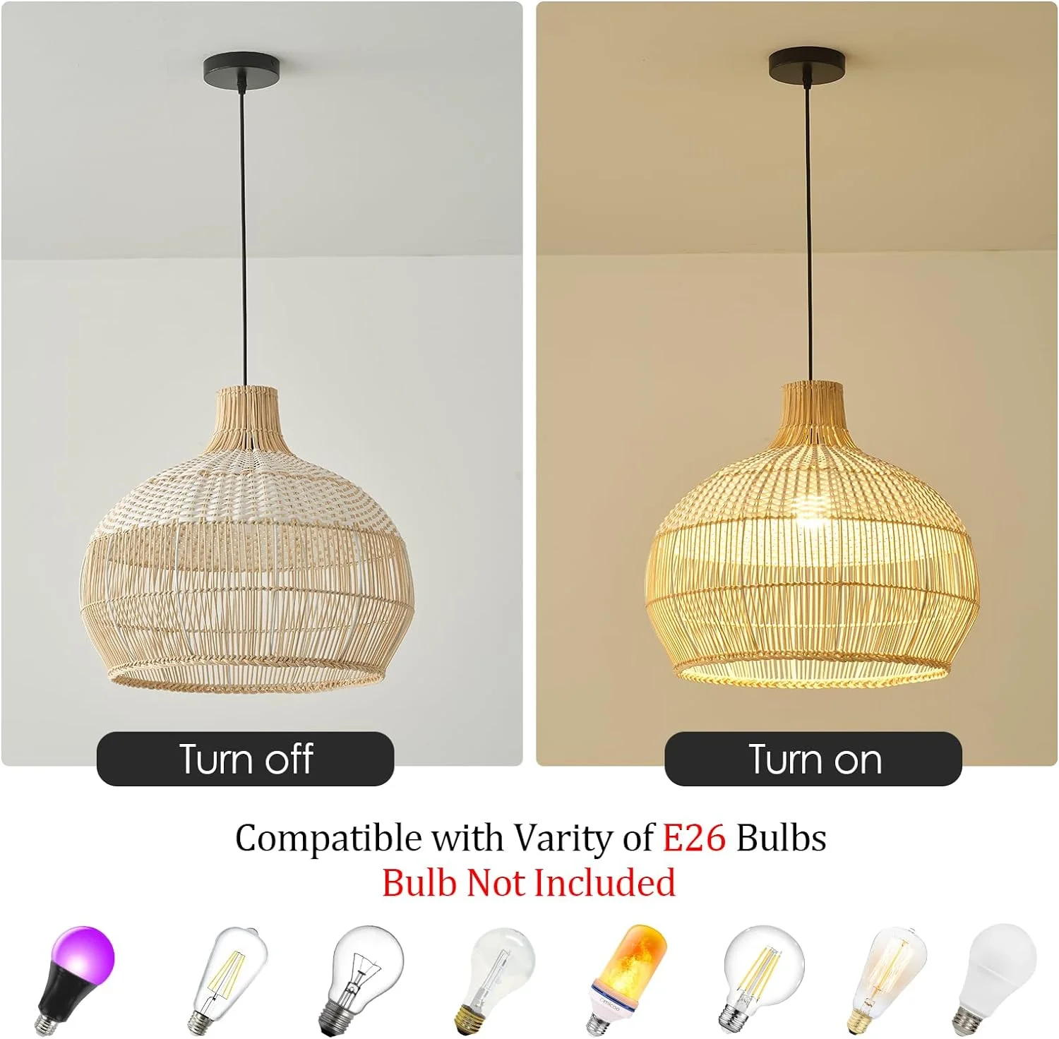 Bamboo Pendant Light Fixture,19.7