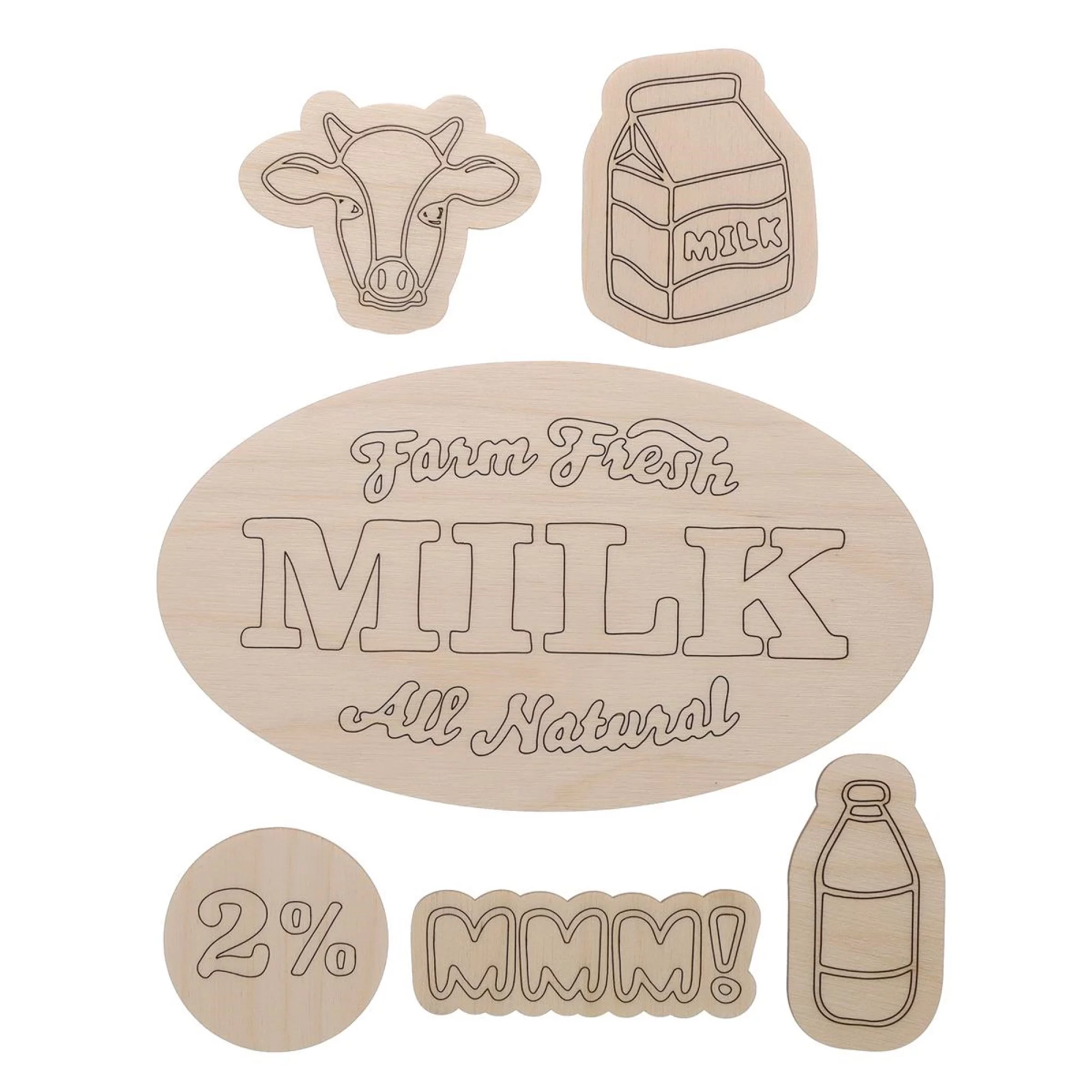 Hampton Art - Crate Decor Themed Pack, Milk Crate, 6pc, Unfinished Wood