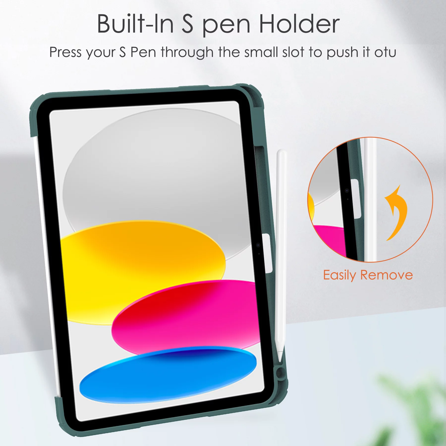 Elehold Clear iPad Case Compatible with iPad 2022 10.9 inch Ultra Slim Hard Acrylic +Soft TPU with Kickstand Shockproof Anto Sleep Full Protection,Deepgreen