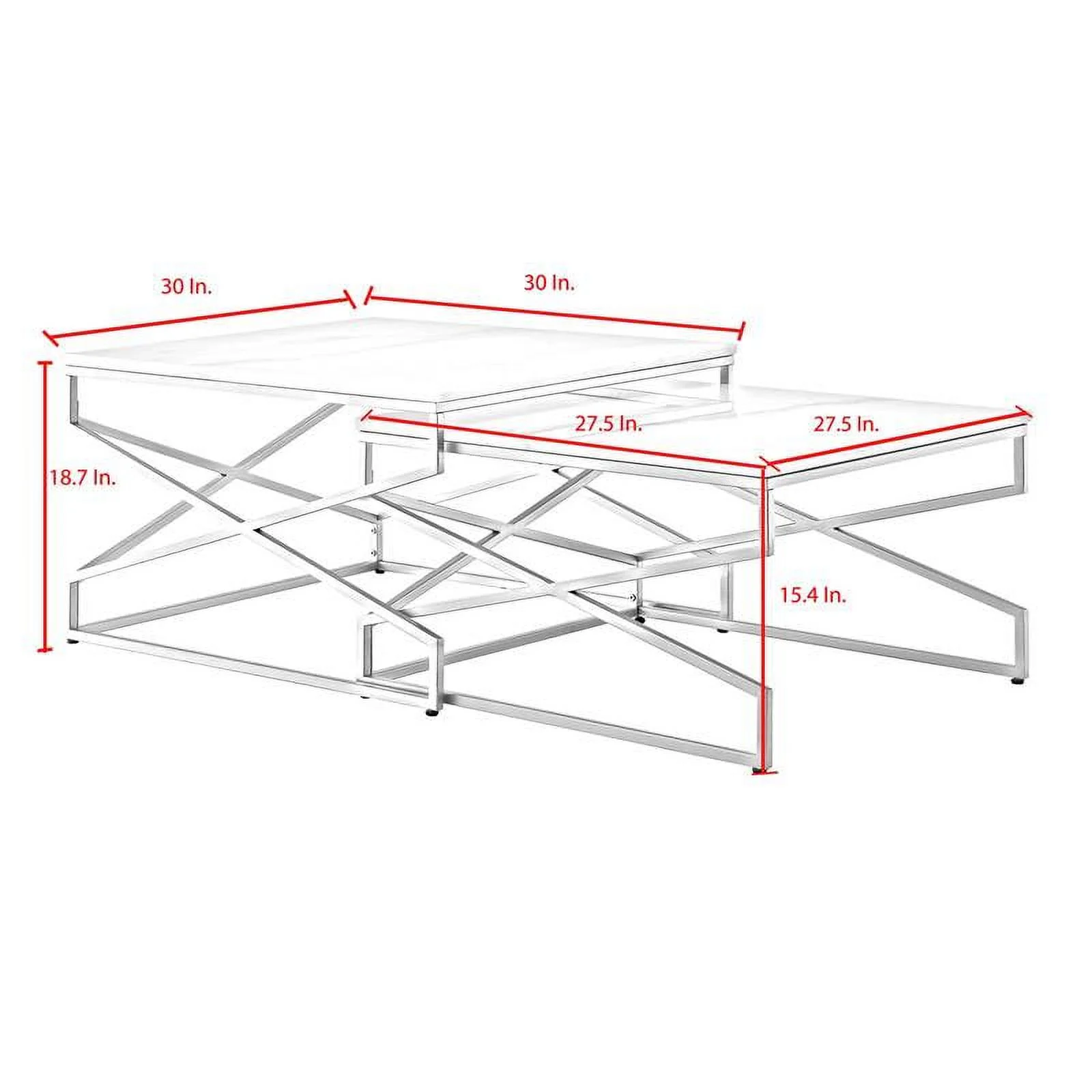 Posh Living CT132-24WG-UE Navarro Coffee Table, Gold