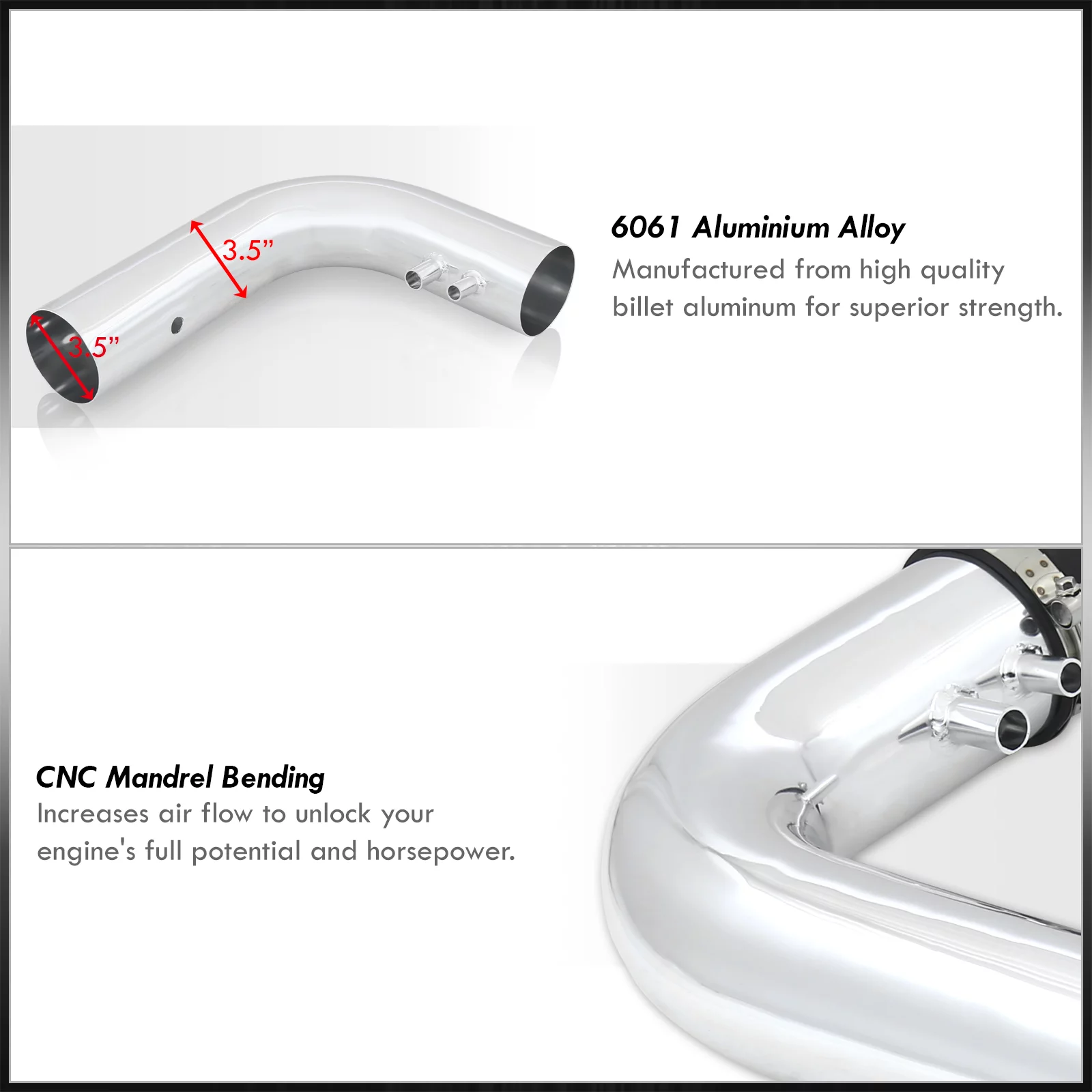 AJP Distributors Cold Air Intake Induction Polish Pipe + Heat Shield Filter Compatible/Replacement For Ford F150 F250 Expedition Lincoln Navigator 4.6L 5.4L V8 1997 1998 1999 2000 2001 2002 2003 2004