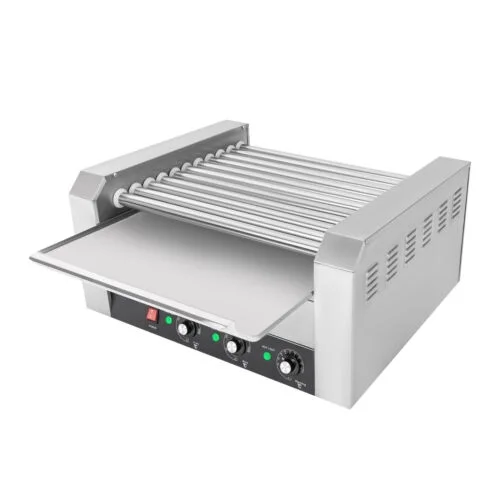 Electric 30 Hot Dog 11 Roller Grill Cooker Machine & Bun Warmer w/o Cover 1560W