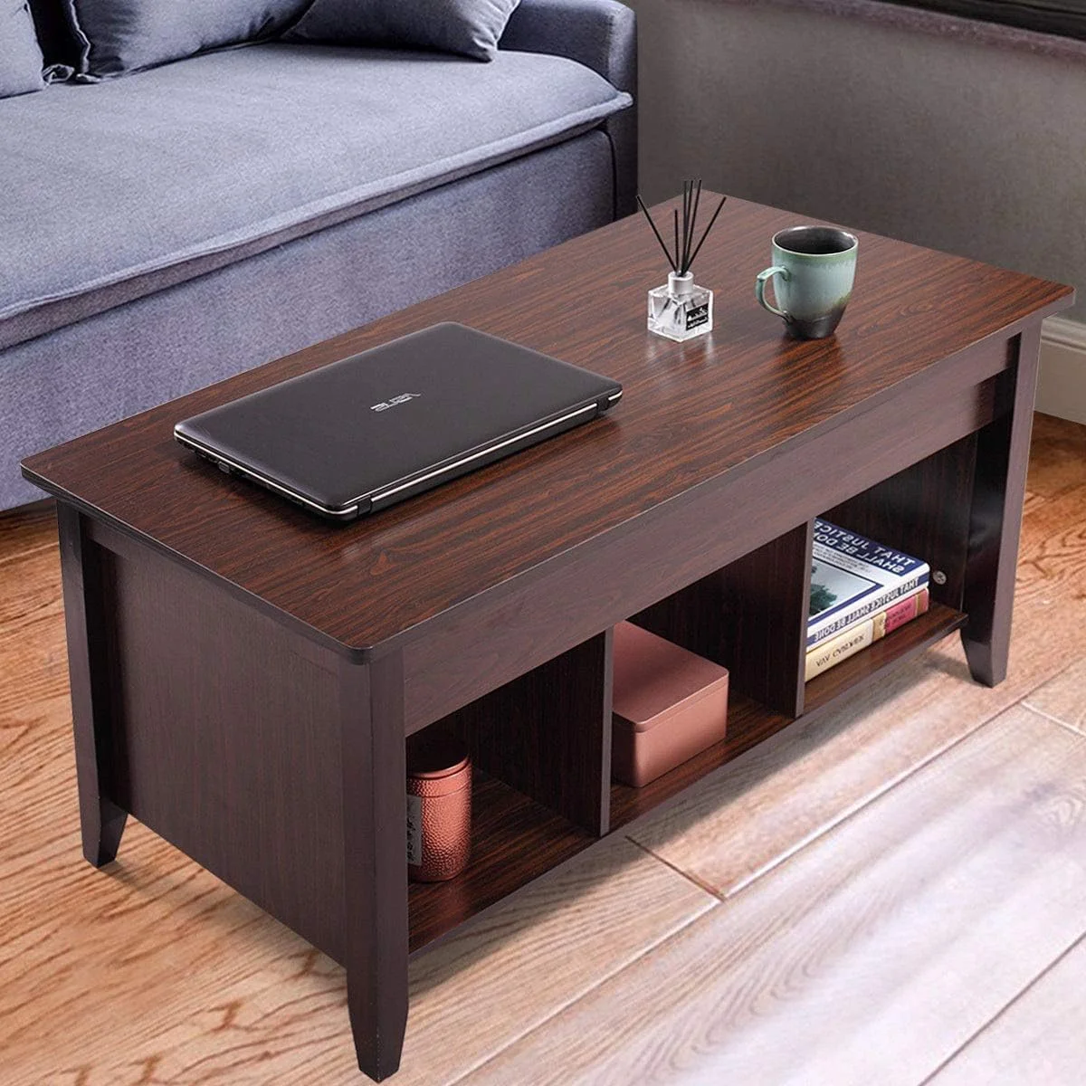 TJUNBOLIFE Lift Top Coffee Table w/Hidden Compartment   Living Room